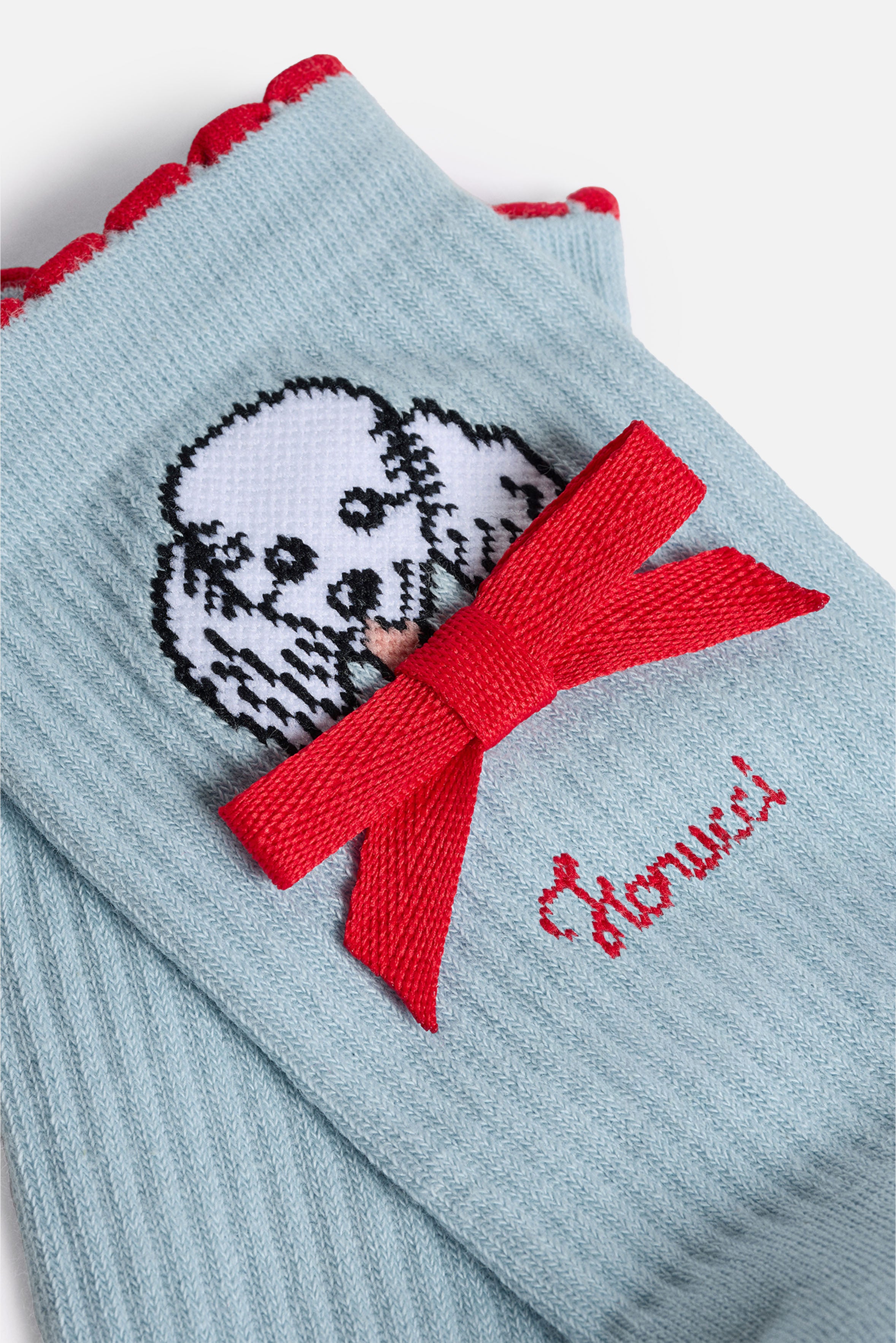 Poodle Ribbon Socks Light Blue