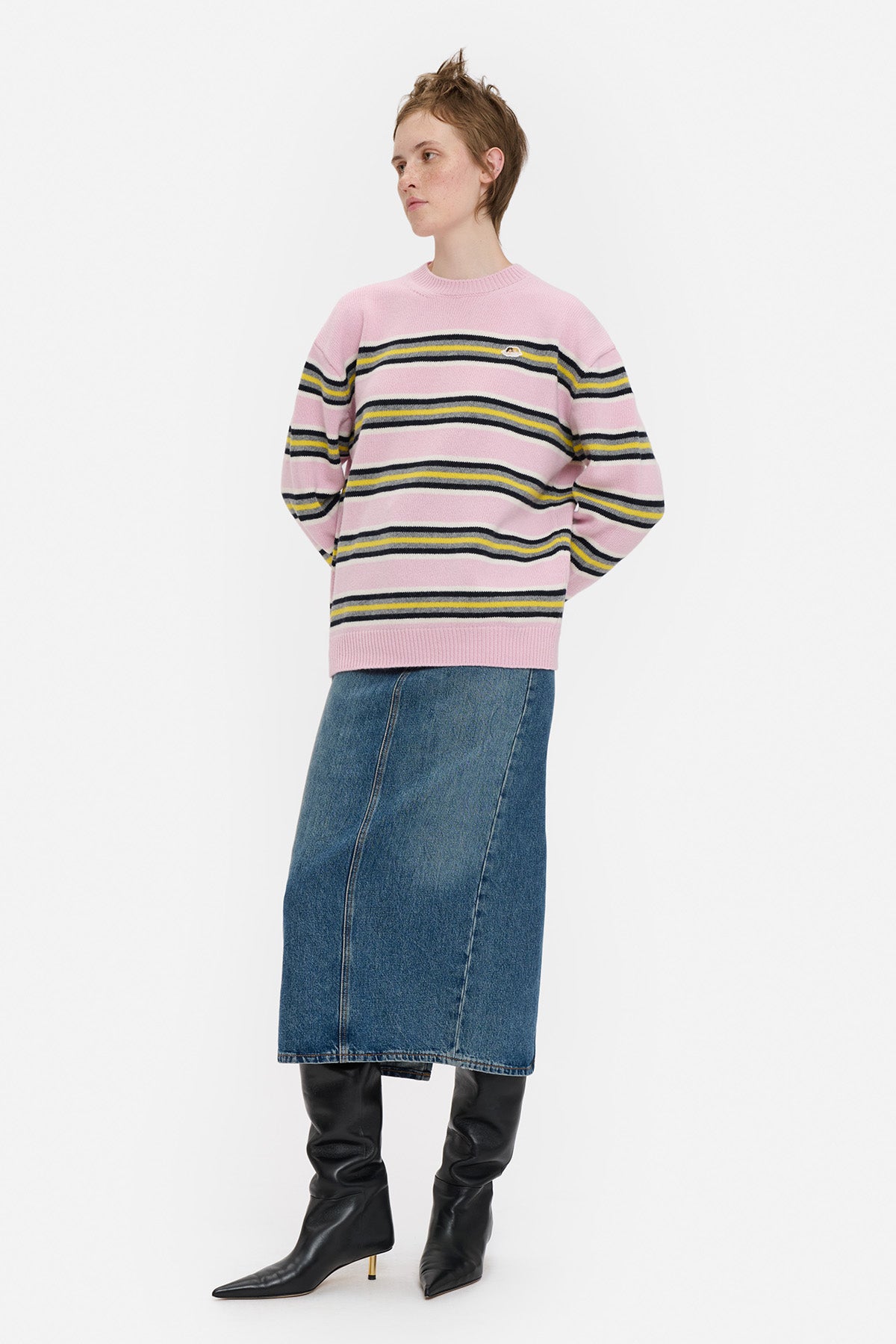 Striped Angels Patch Sweater