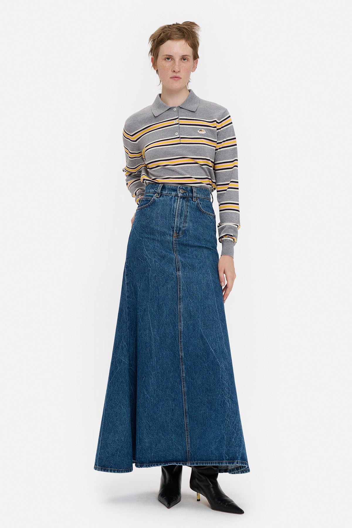 Striped Angels Patch Polo Sweater