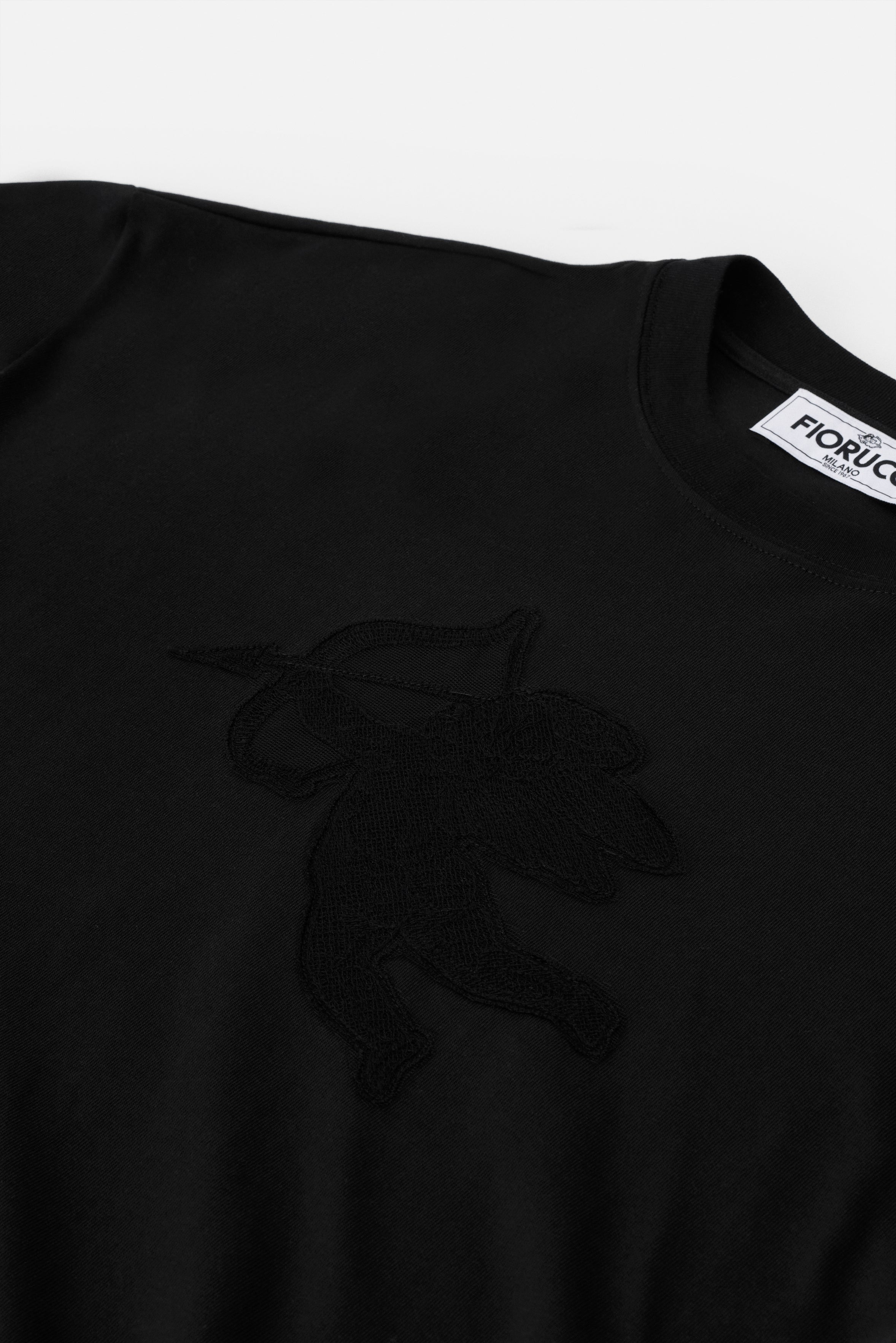 T-shirt Relaxed Patch Cupido in Pizzo