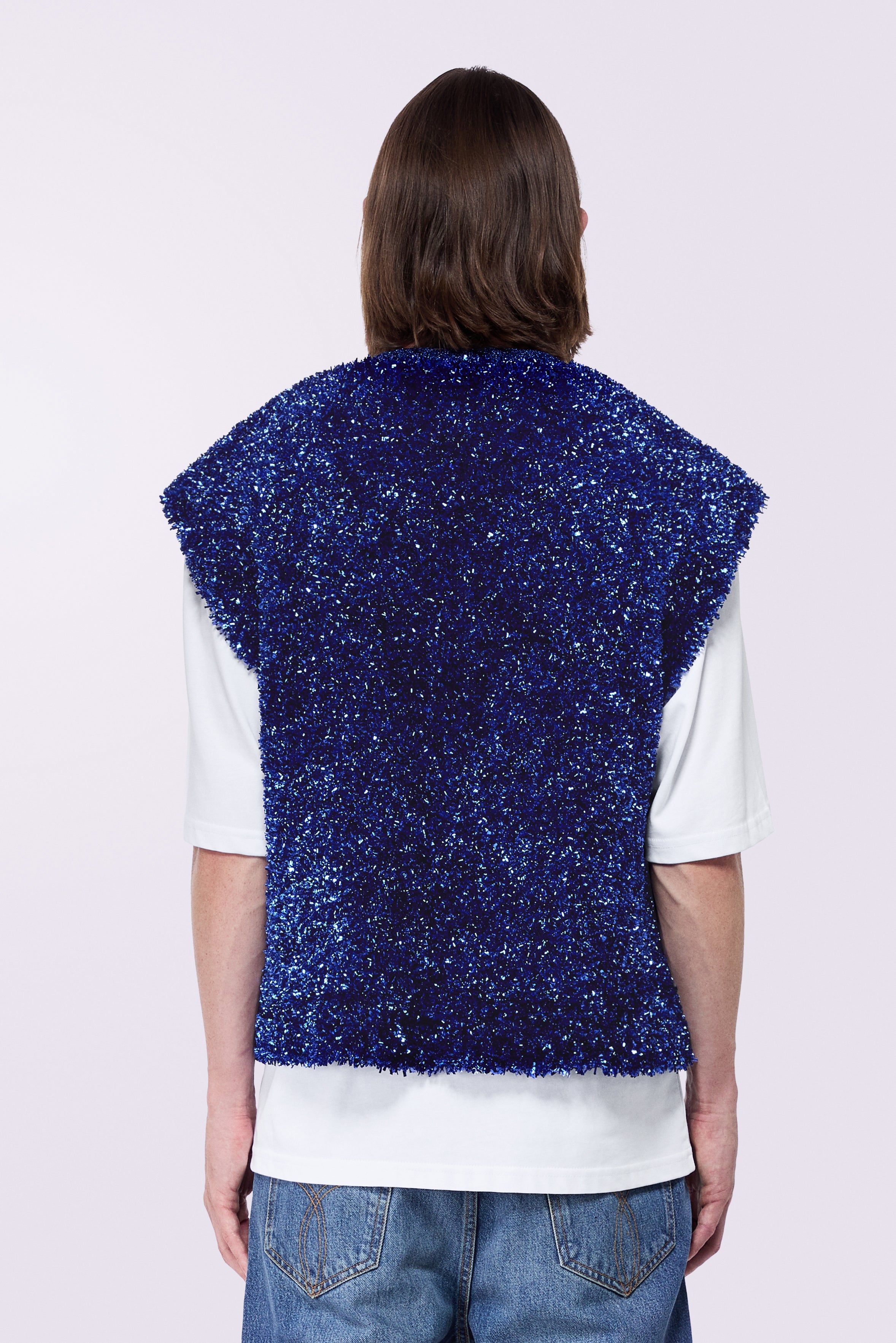 Metallic Knit Vest Blue