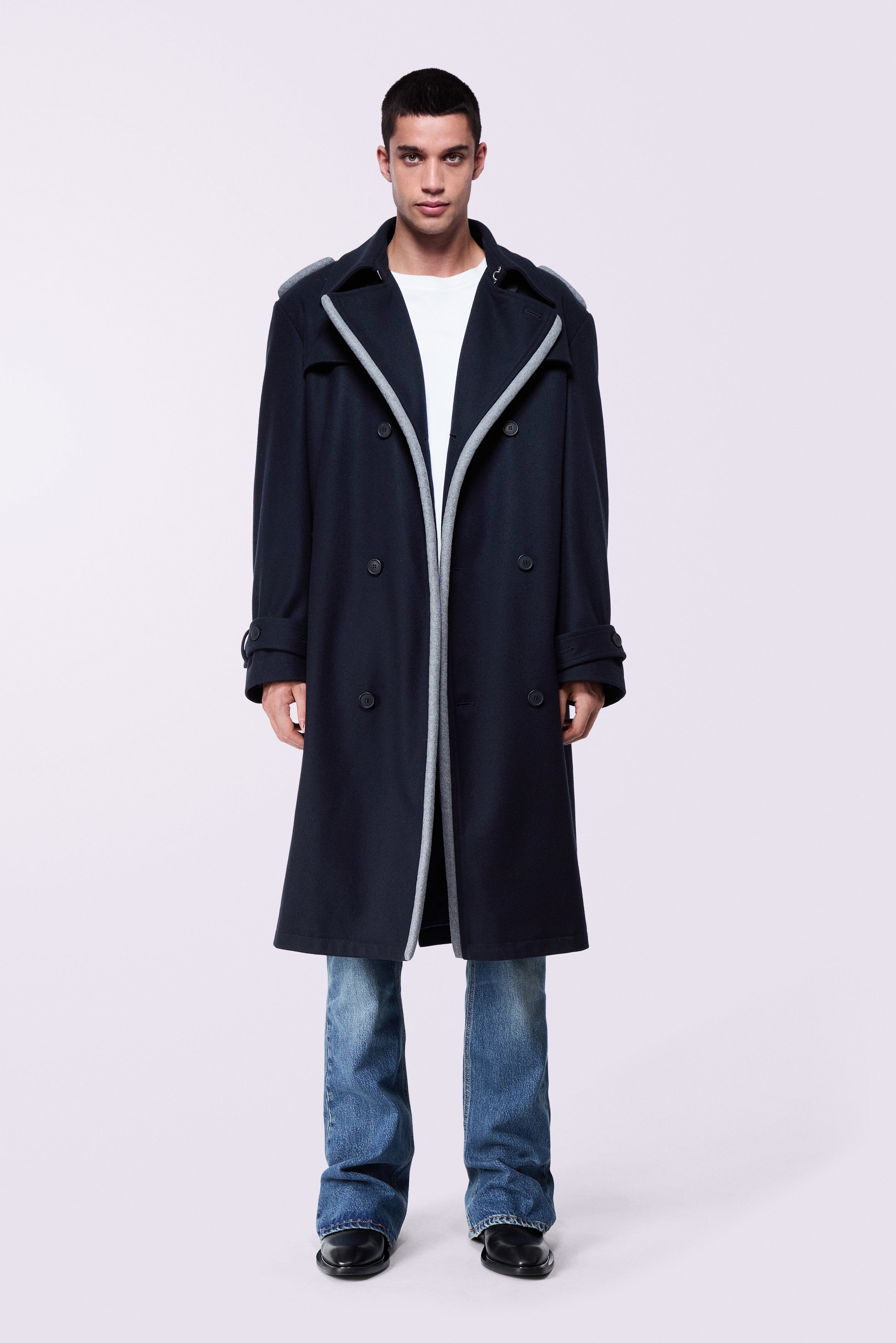 Puff Trench Coat Navy
