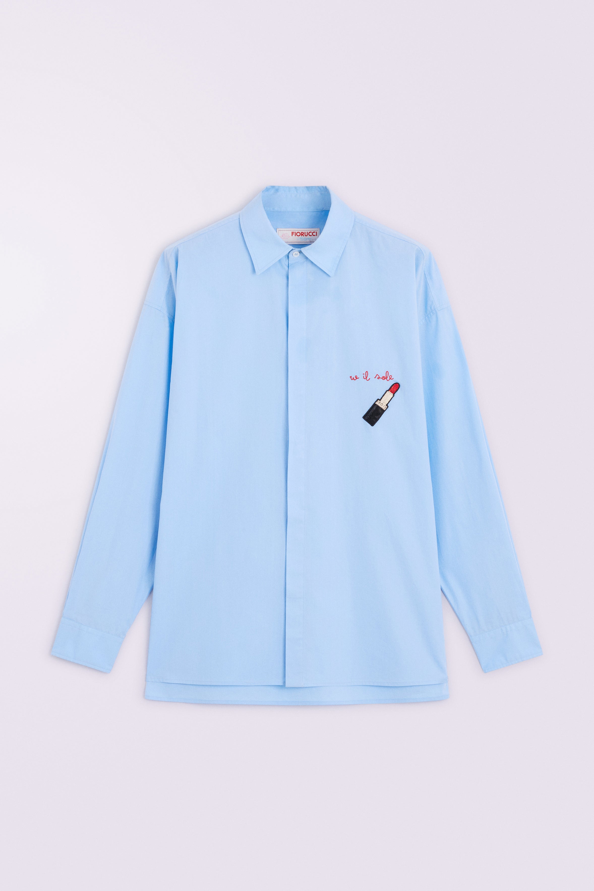 Embroidered Lipstick Shirt Blue