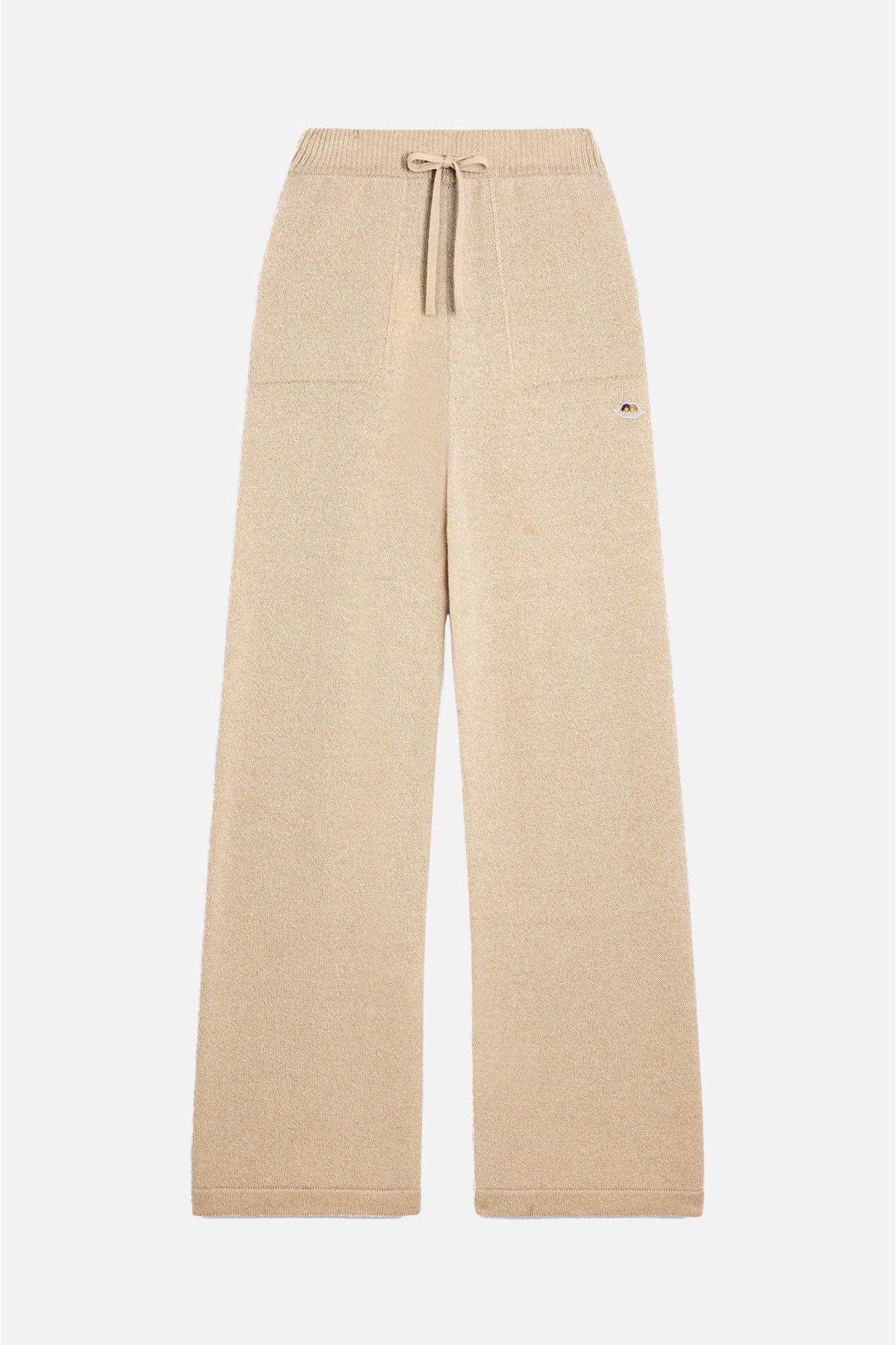 Angels Patch Knit Trousers Beige