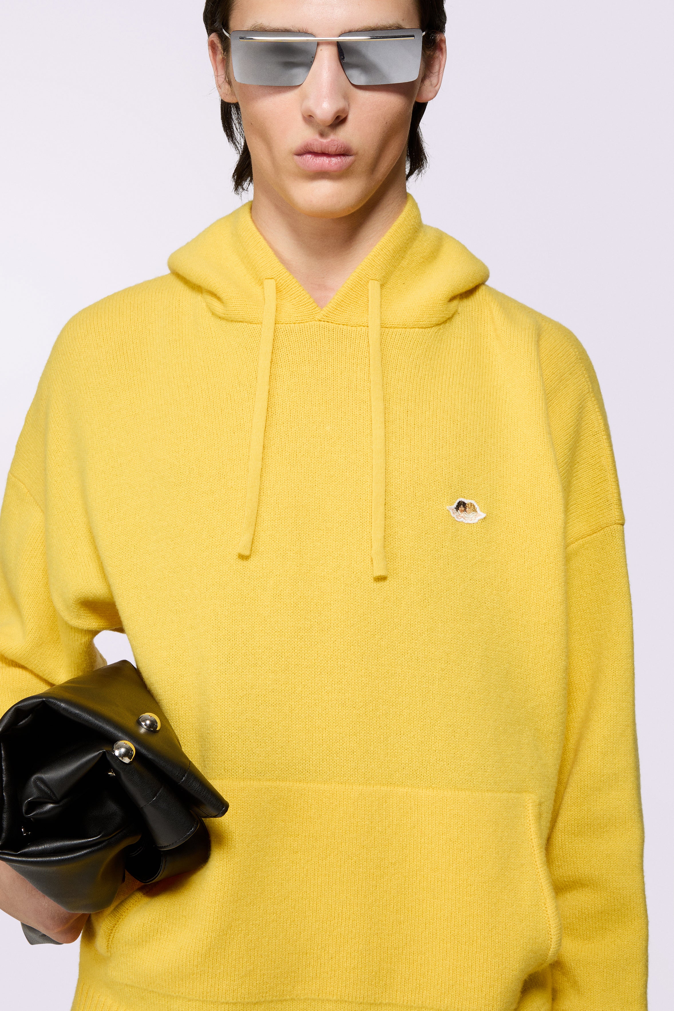 Angels Patch Knit Hoodie Yellow