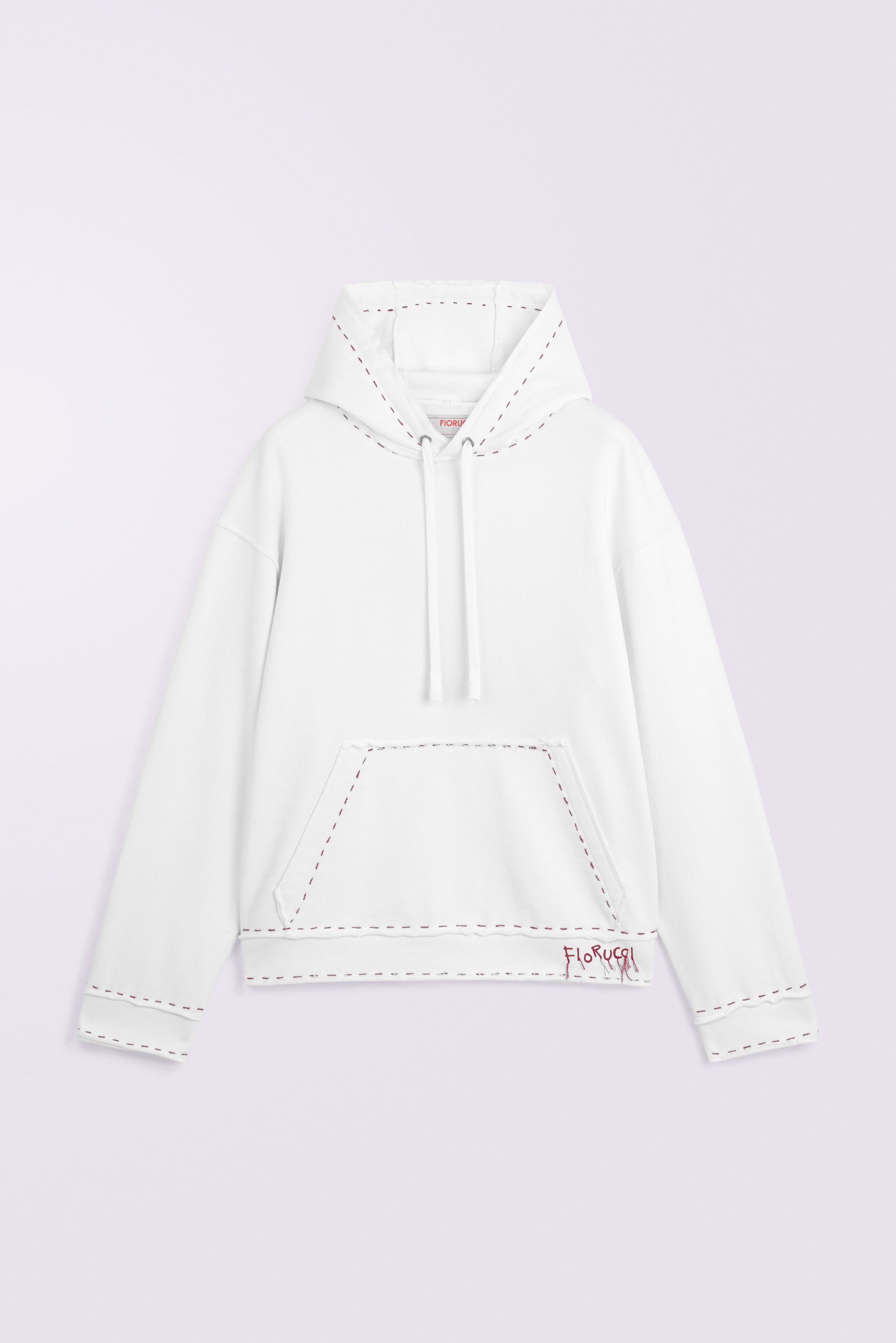 Stitch Logo Relaxed Hoodie White