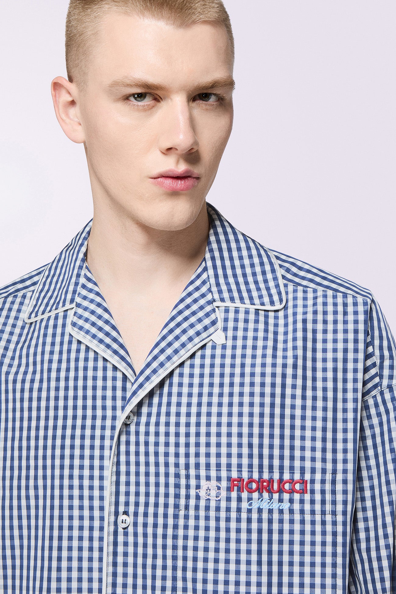 Gingham Logo Shirt Blue