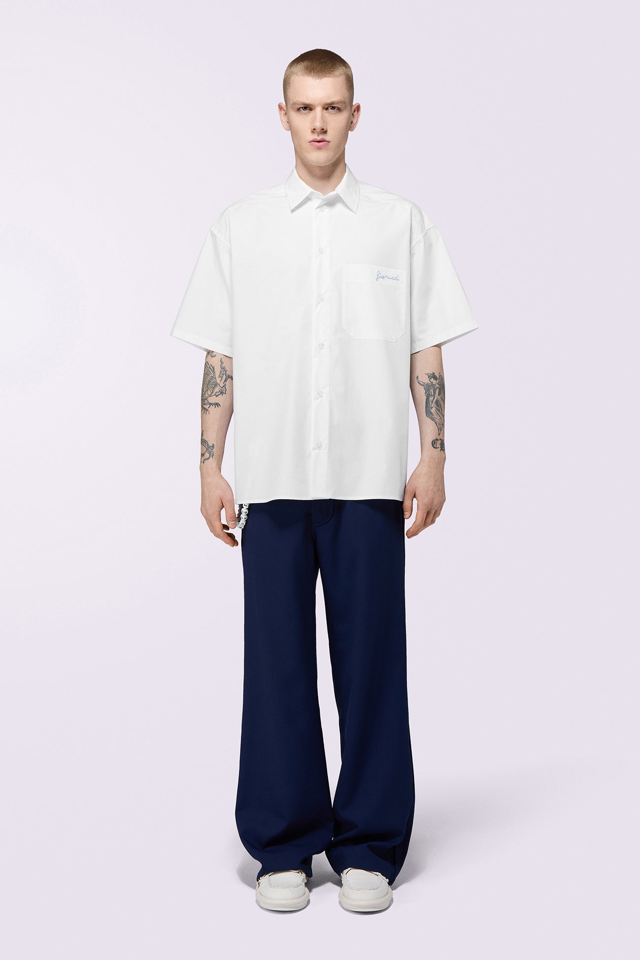 Logo Stripe Shirt White