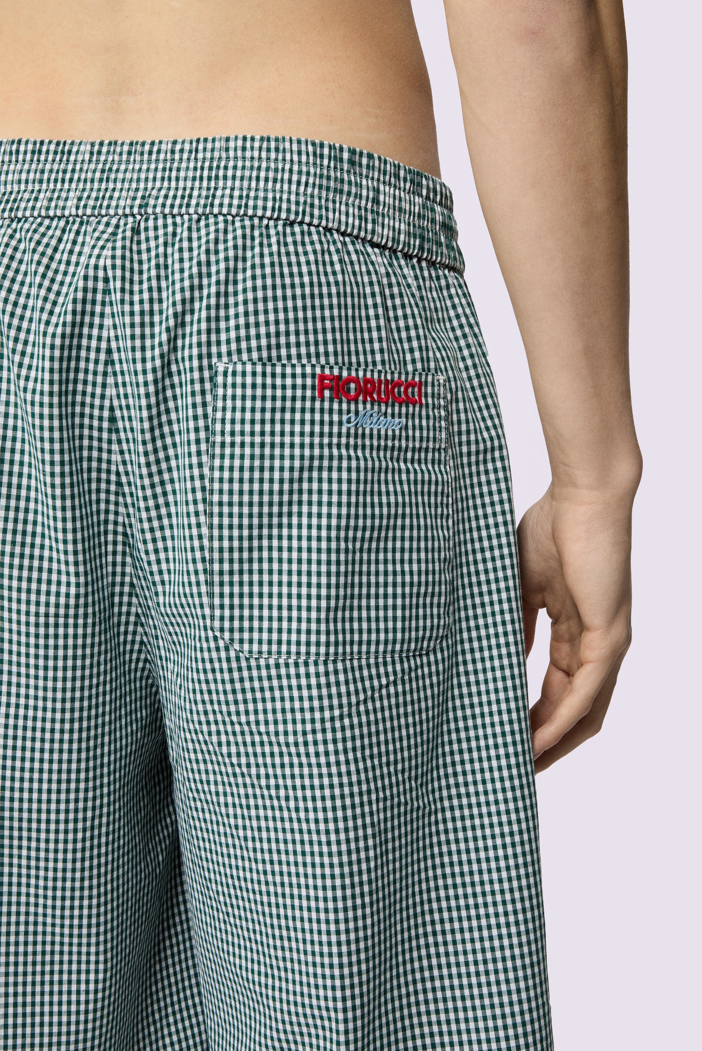 Gingham Logo Shorts Green