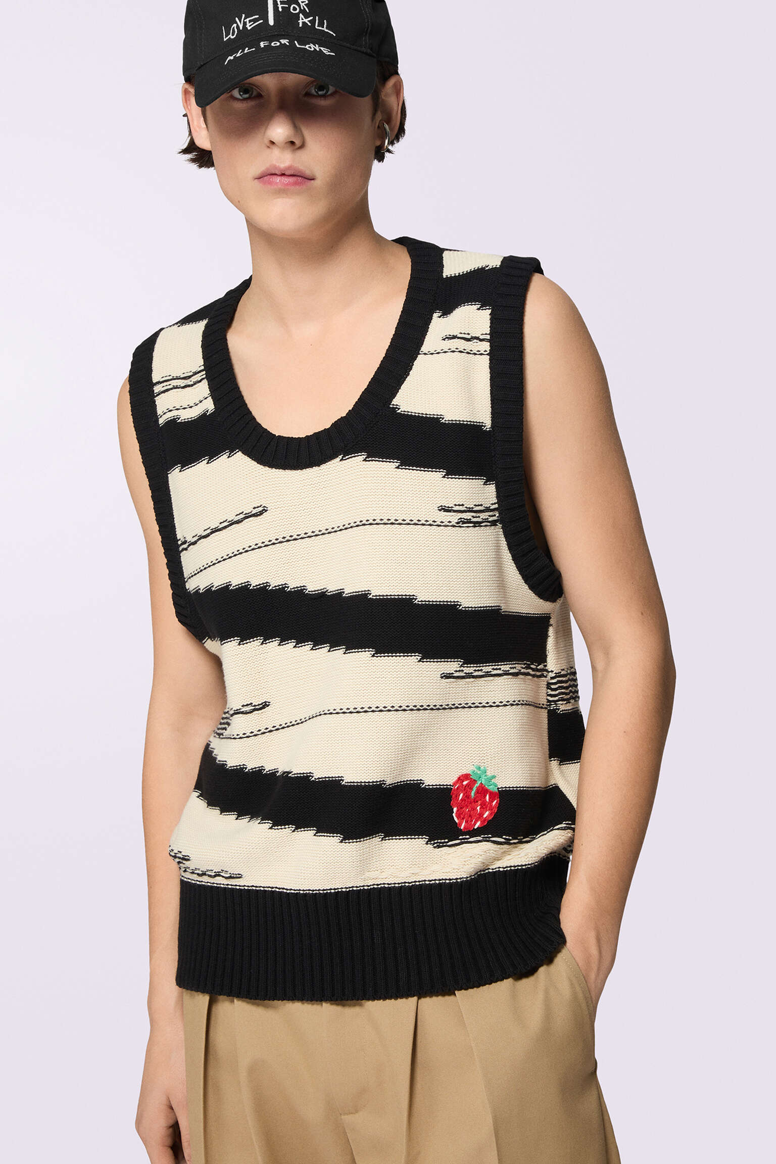 Raspberry Stripe Knit Vest Multi