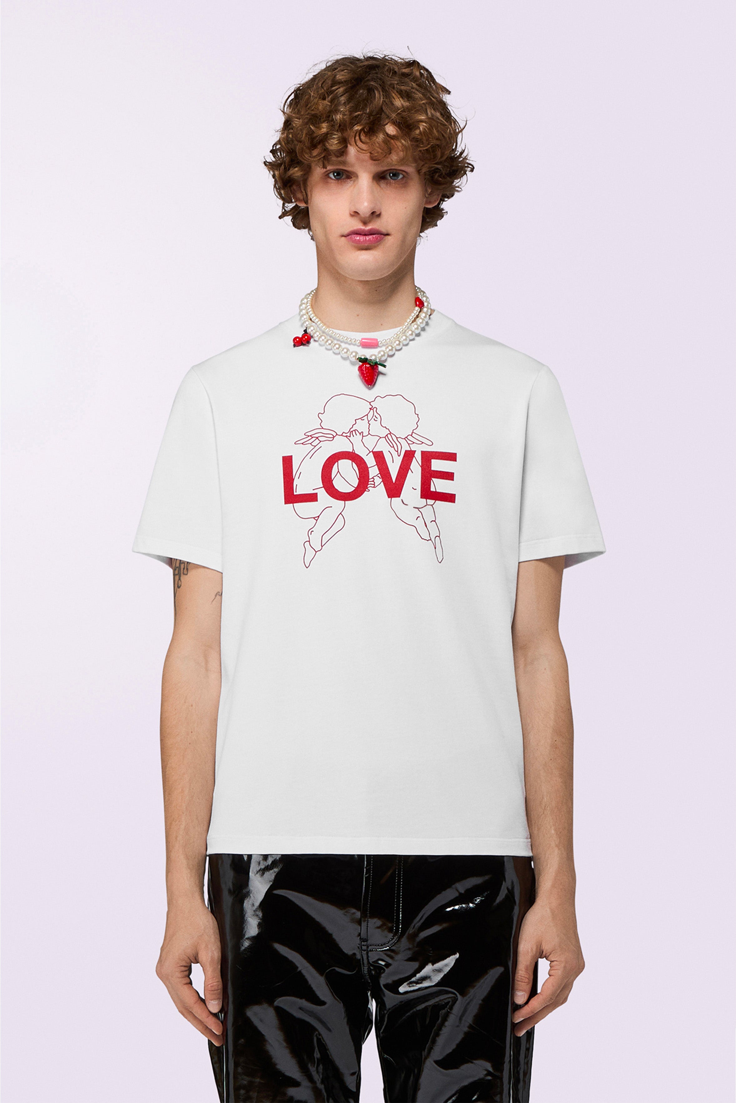 Kissing Angels Love Print Regular T-Shirt White