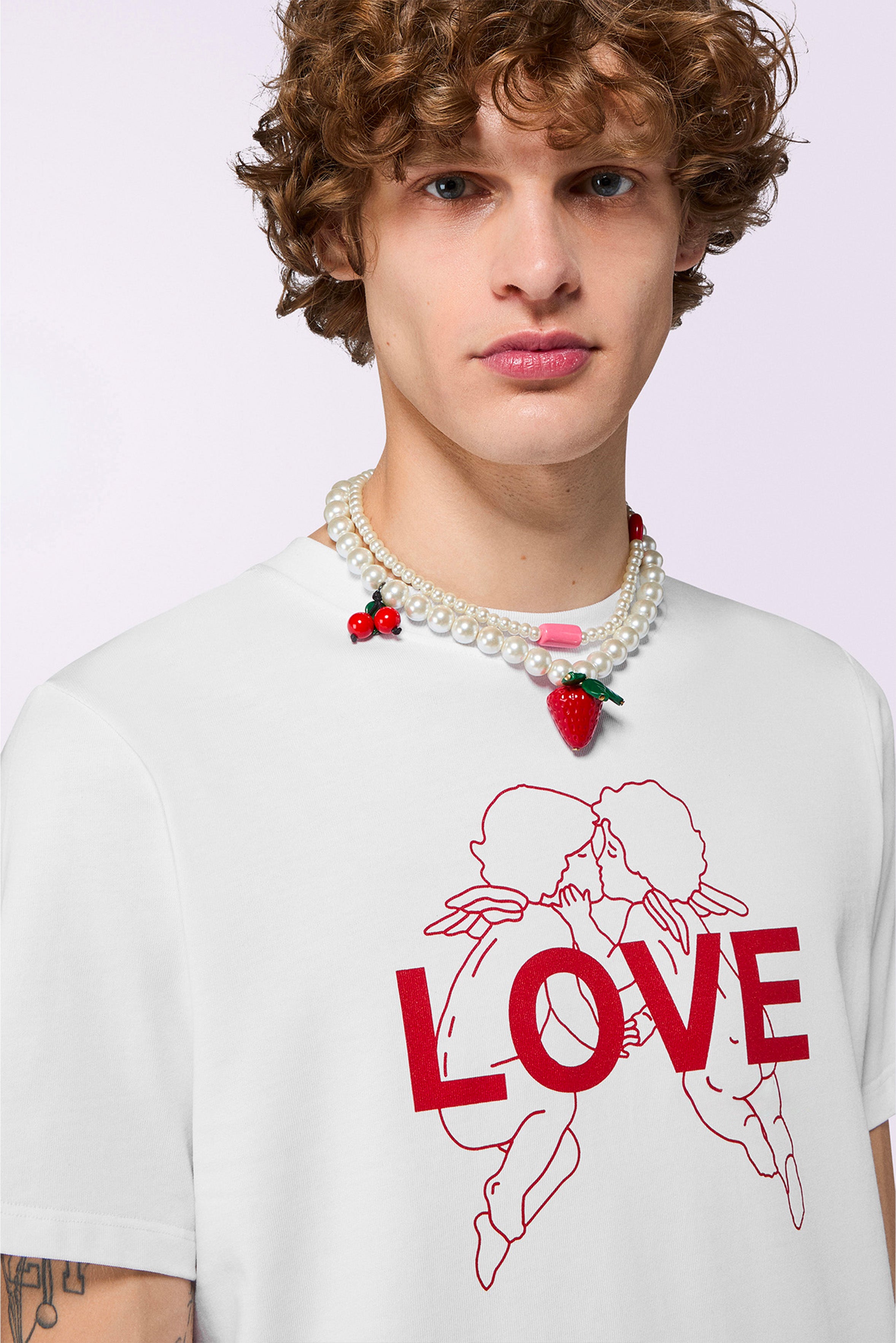 Kissing Angels Love Print Regular T-Shirt White