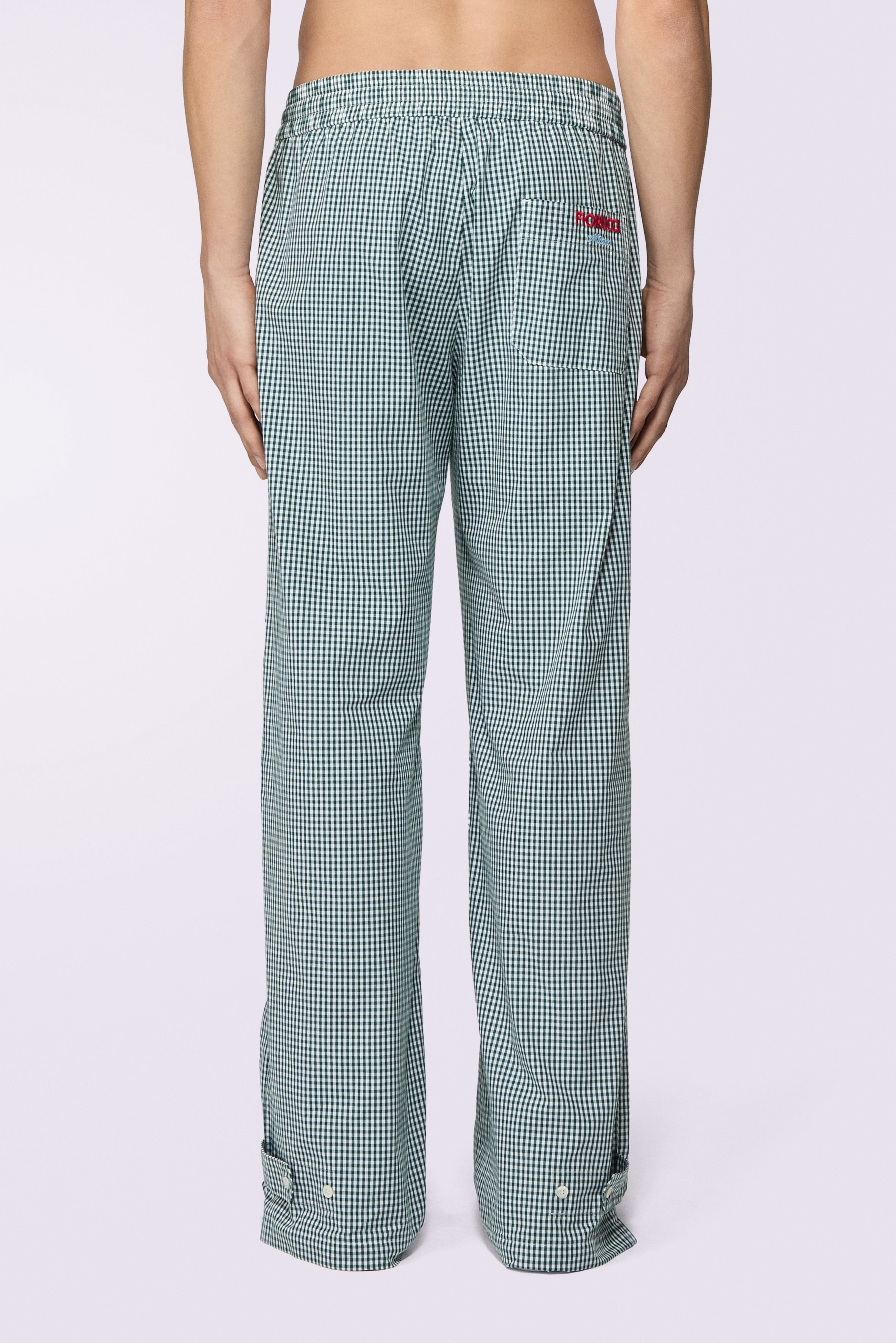 Gingham Logo Trousers Green