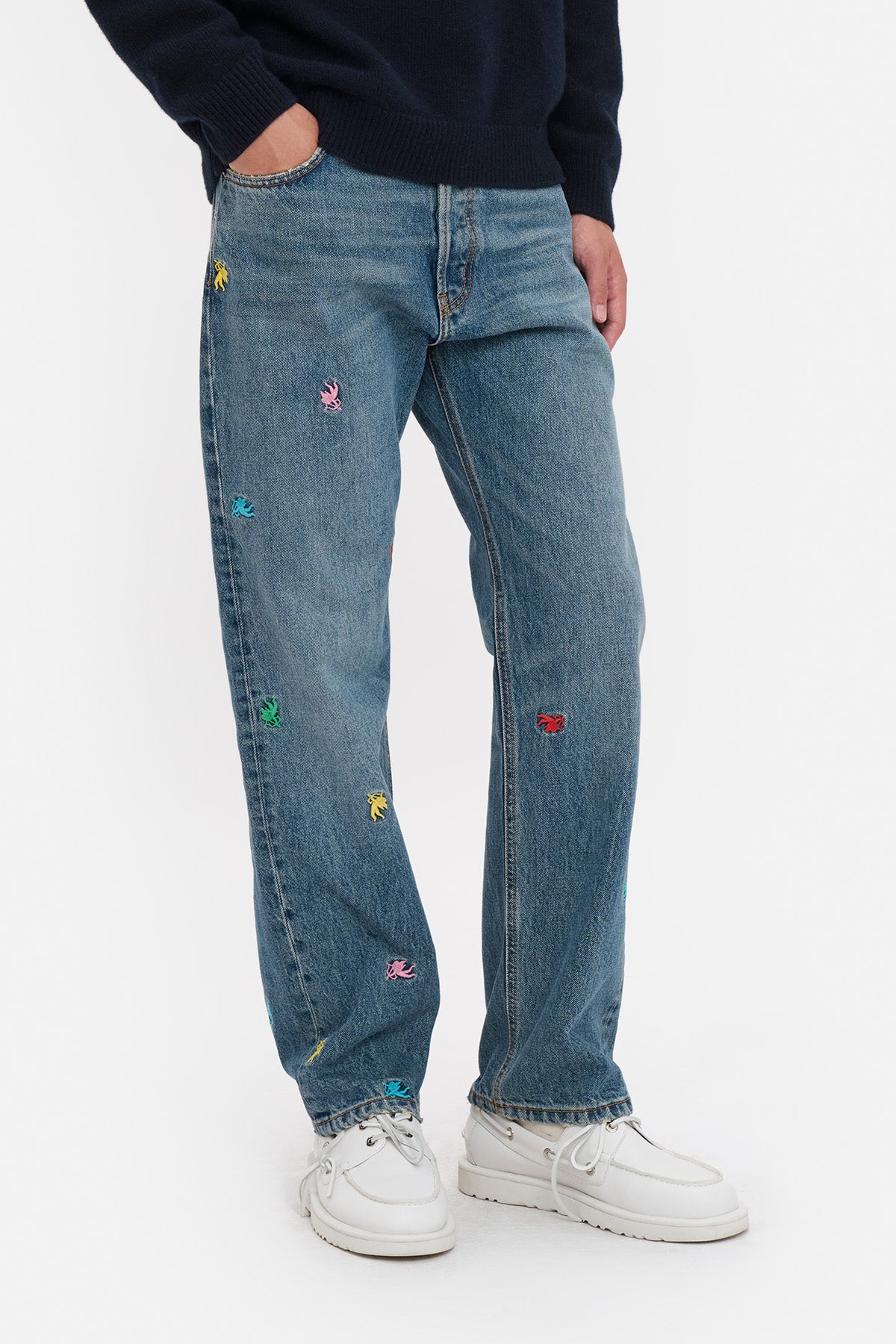 Cupid Embroidered Straight Jeans