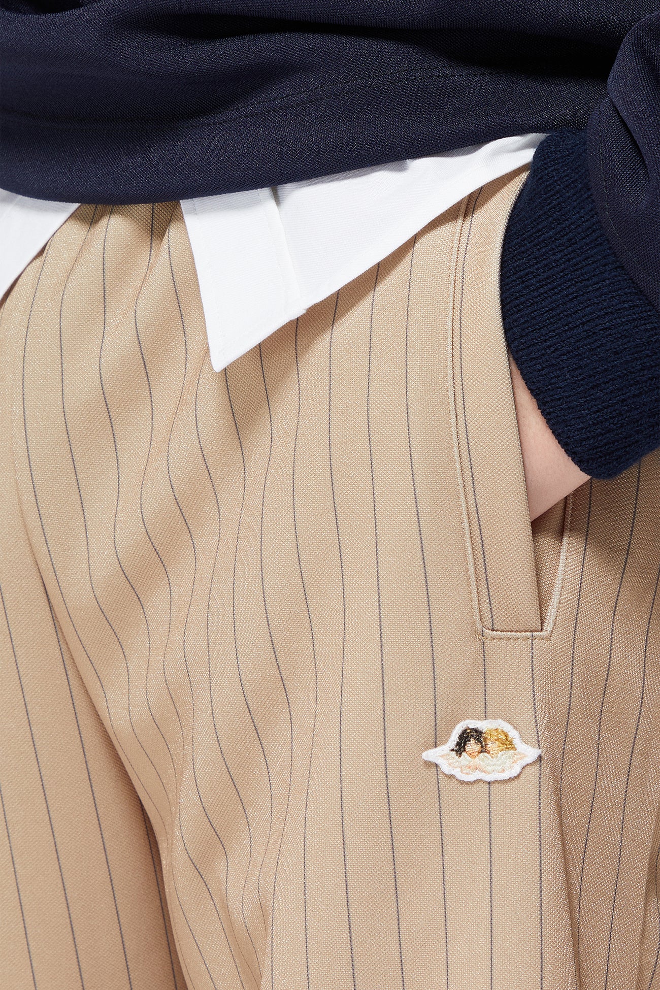 Pinstripe Angels Patch Track Trousers