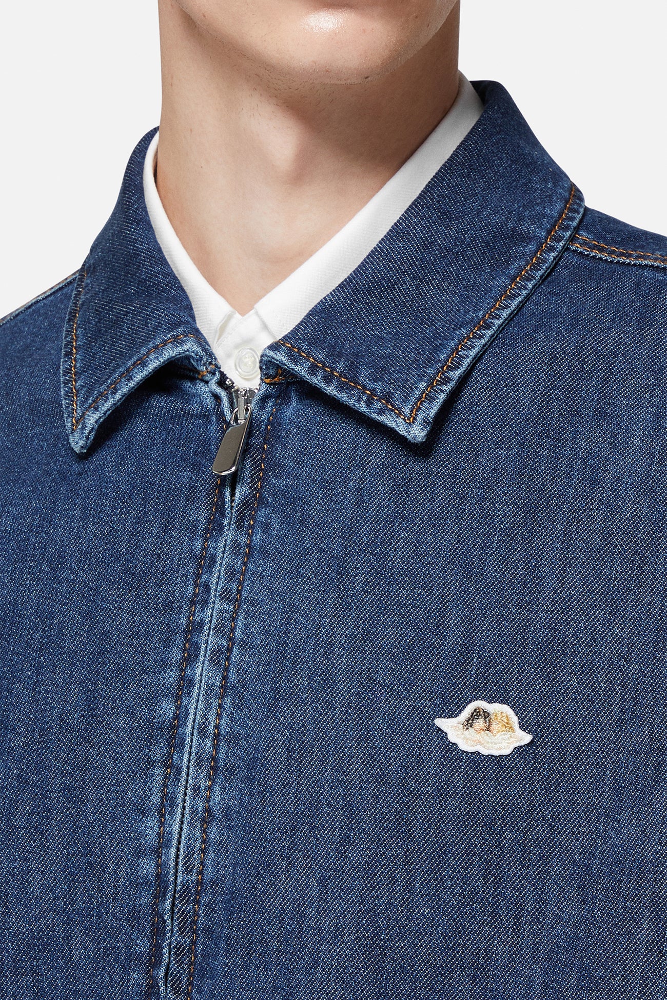 Angels Patch Denim Bomber Jacket