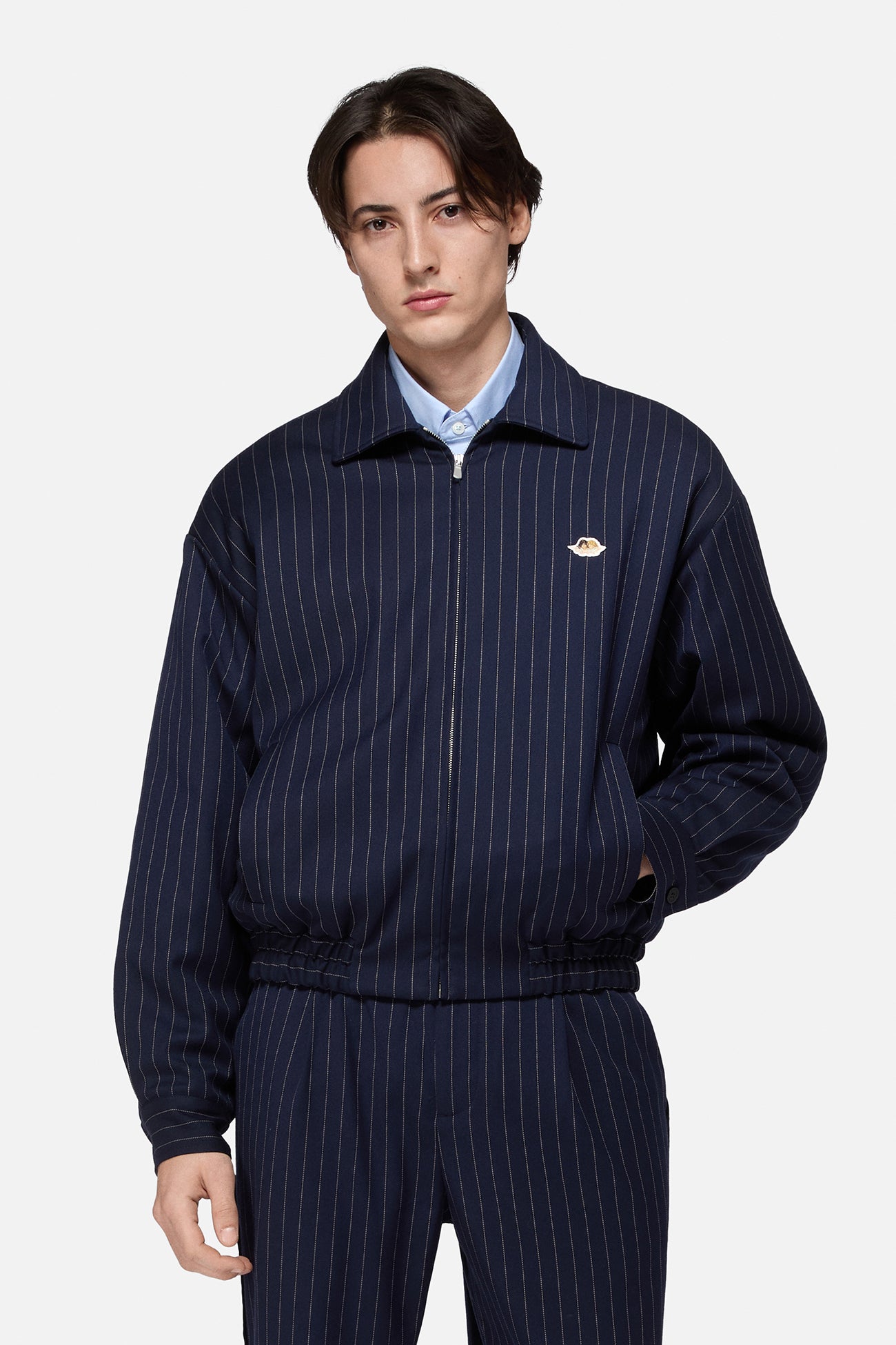Pinstripe Bomber Jacket