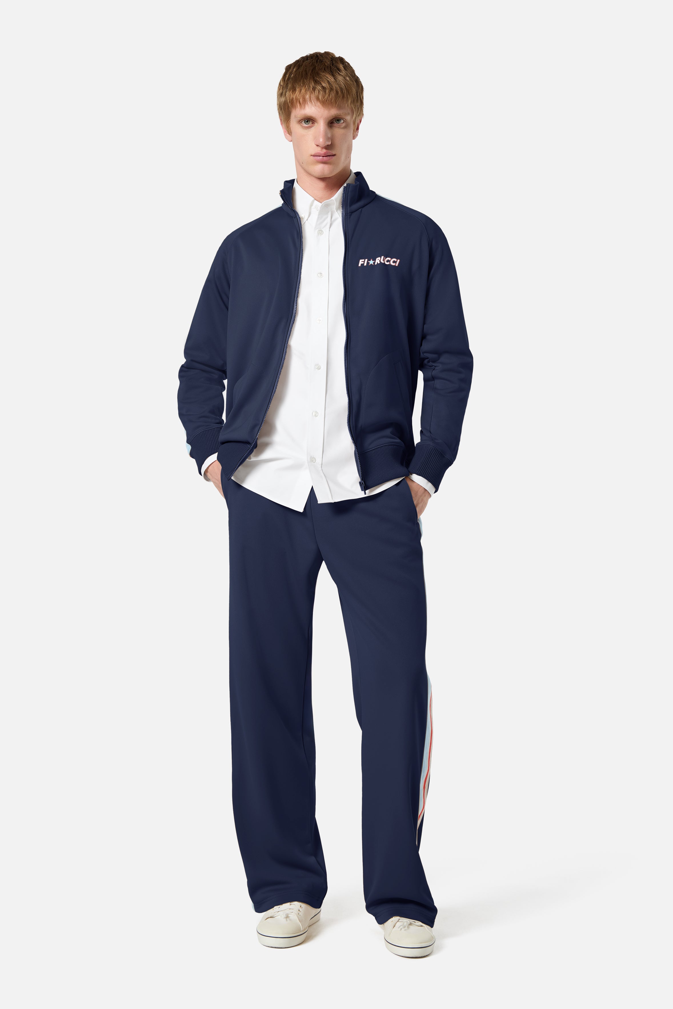 Striped Star Logo Track Trousers Navy
