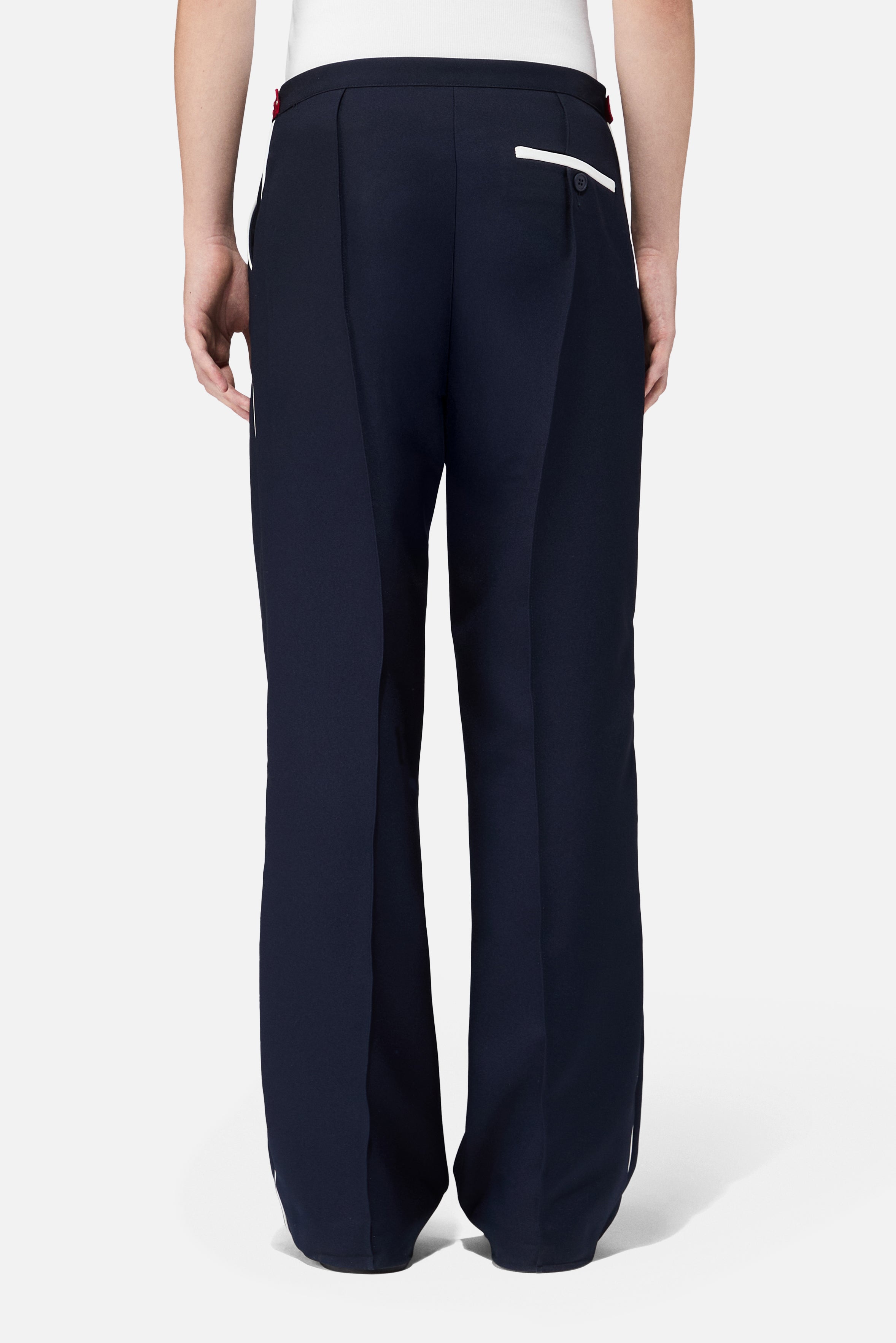 Angels Patch Contrast Piping Trousers Navy