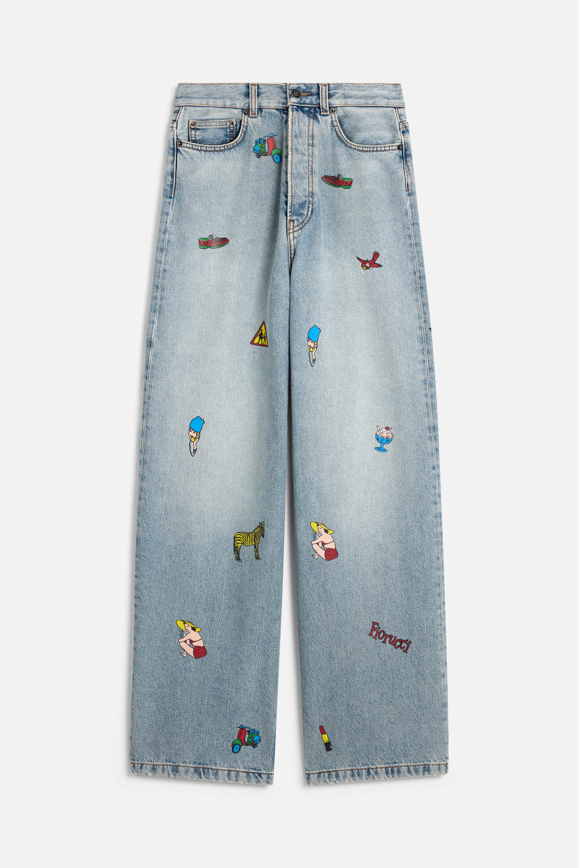 Toys Print Baggy Jeans Light Blue