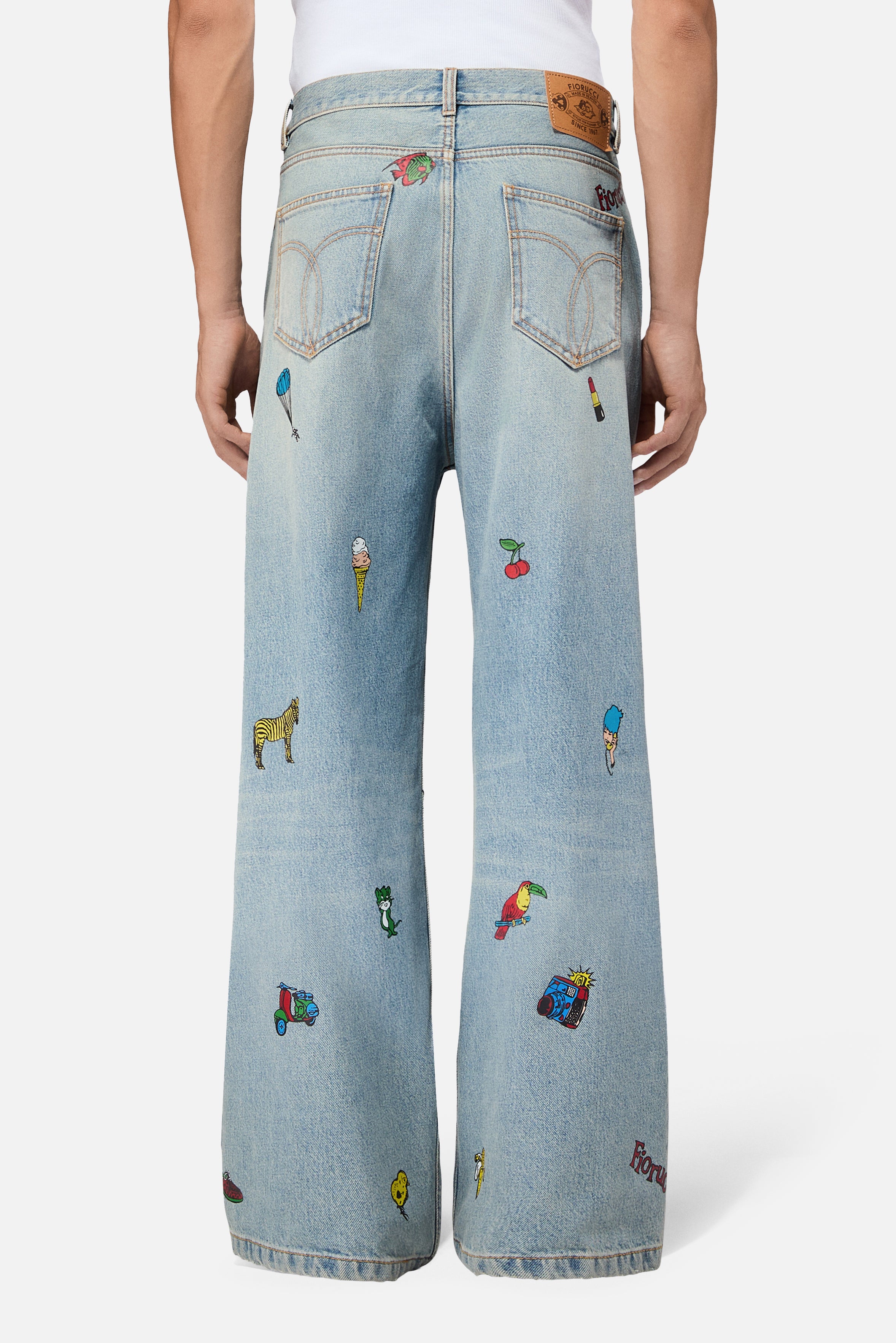 Toys Print Baggy Jeans Light Blue