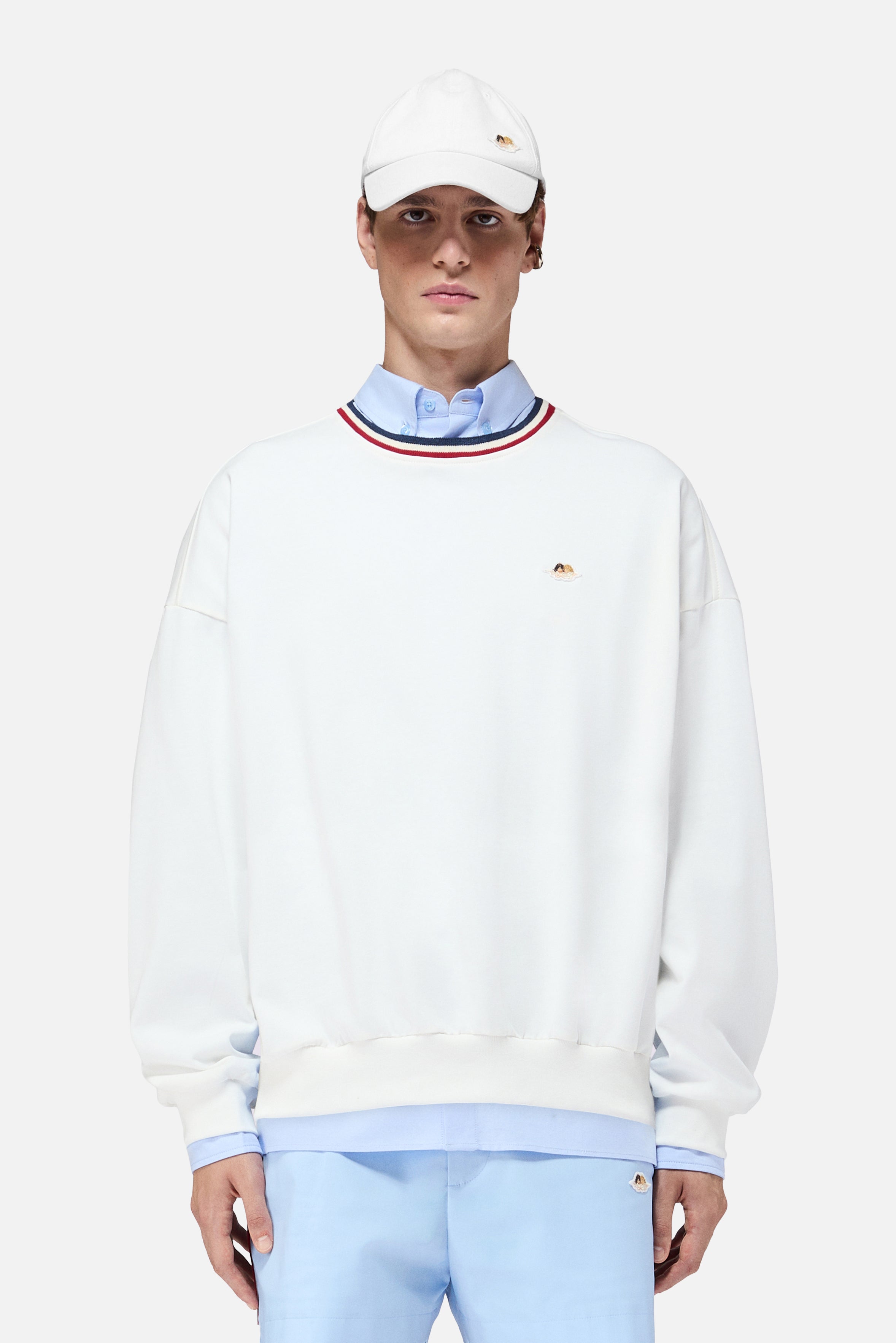 Stripe Collar Long Sleeve T-Shirt White