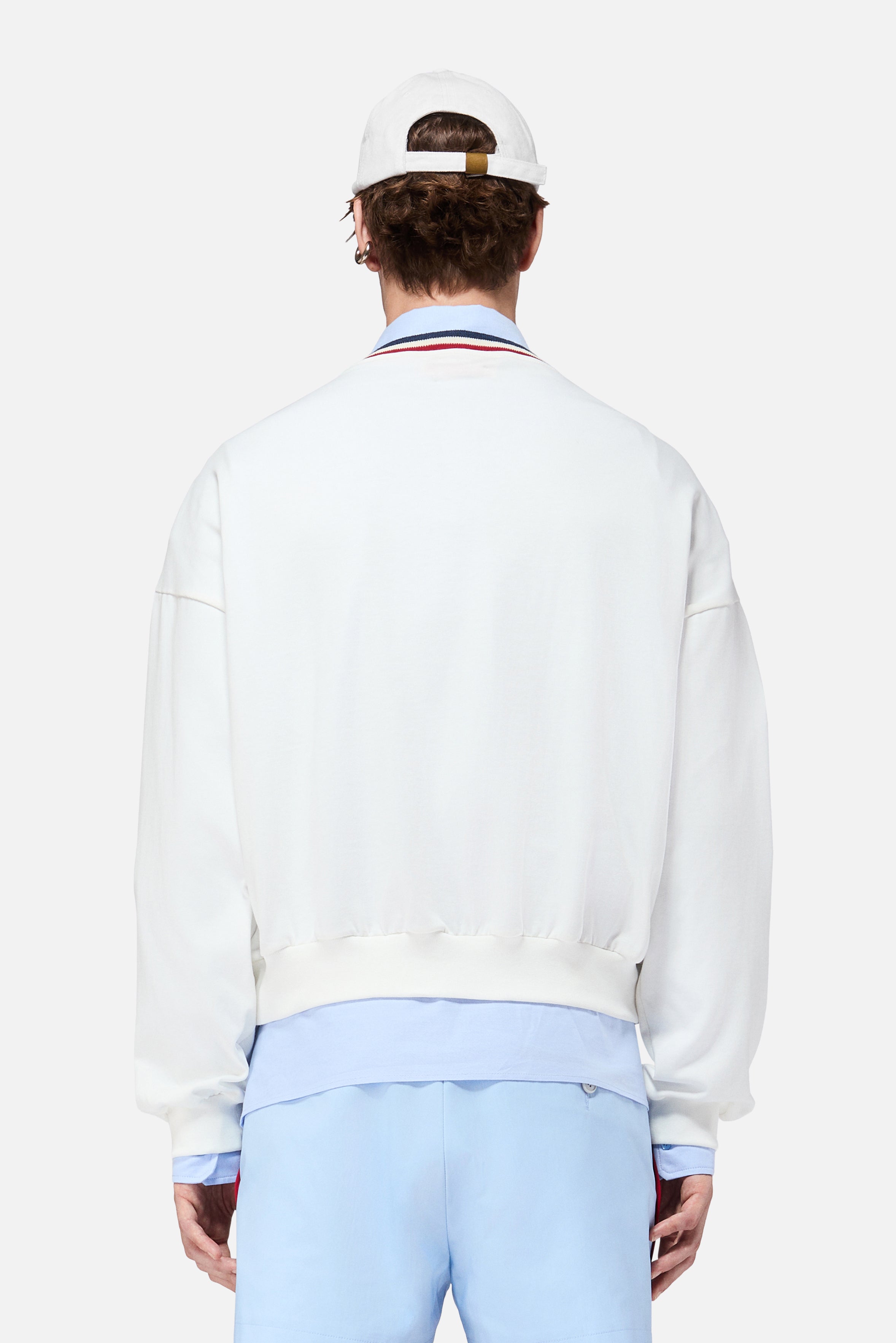 Stripe Collar Long Sleeve T-Shirt White