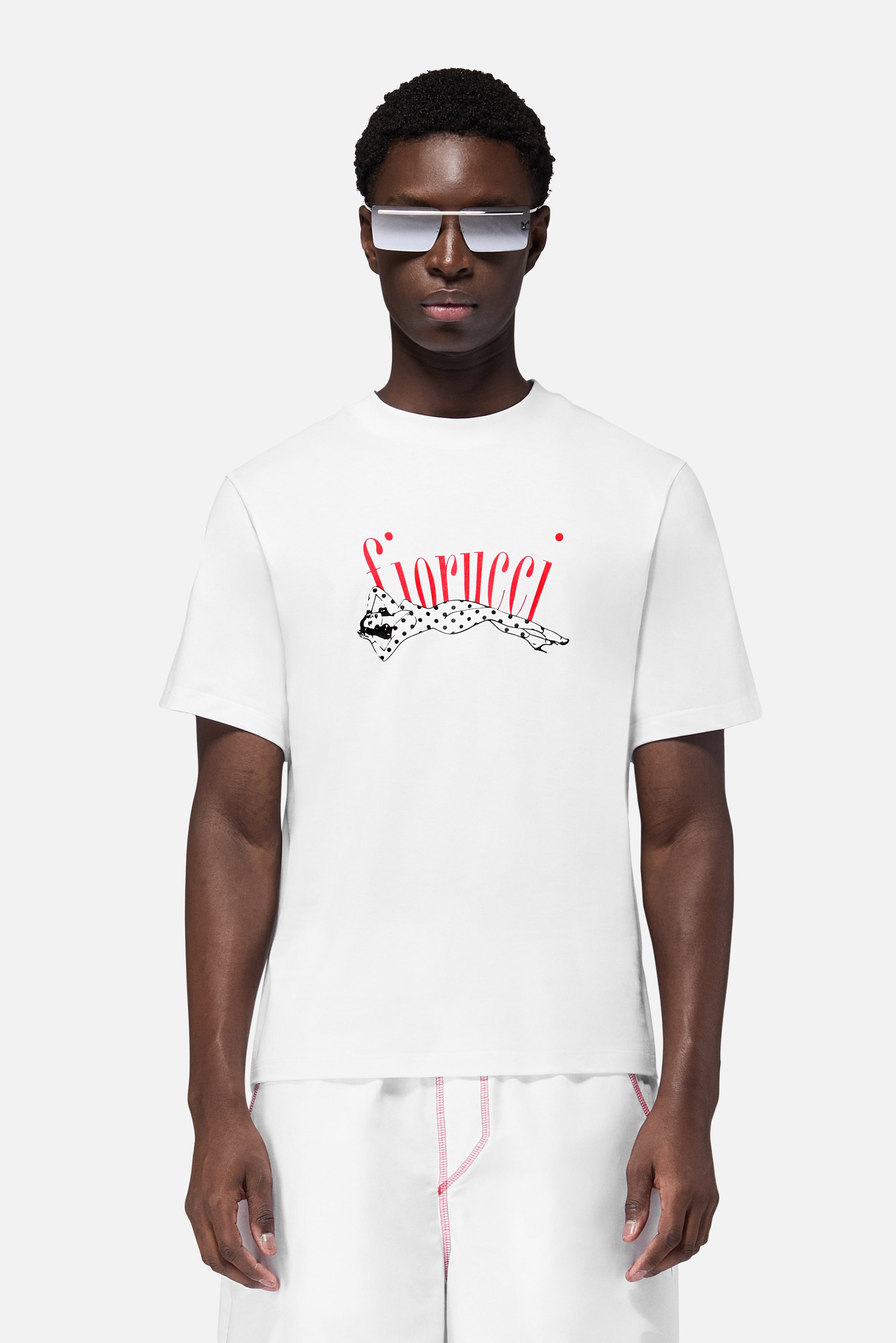 Polka Dot Pin Up Logo Regular T-Shirt White