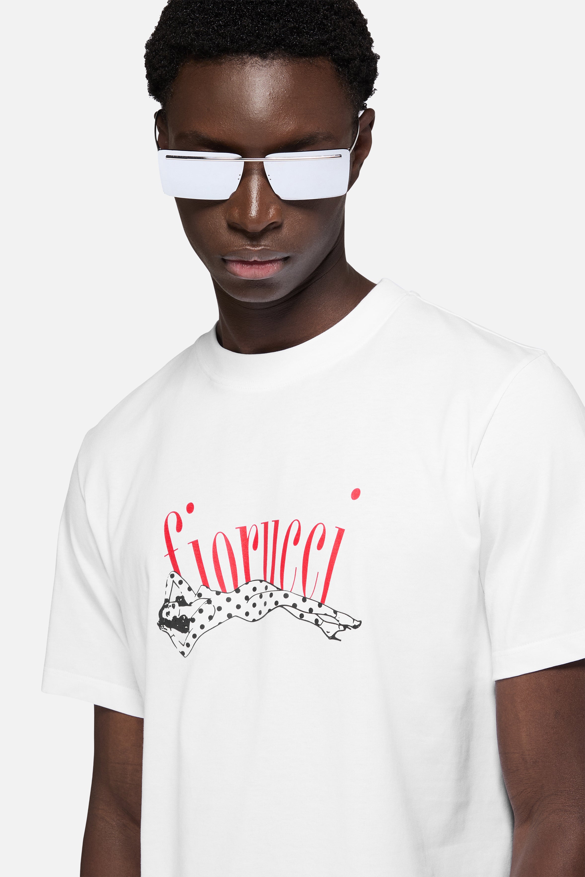 Polka Dot Pin Up Logo Regular T-Shirt White