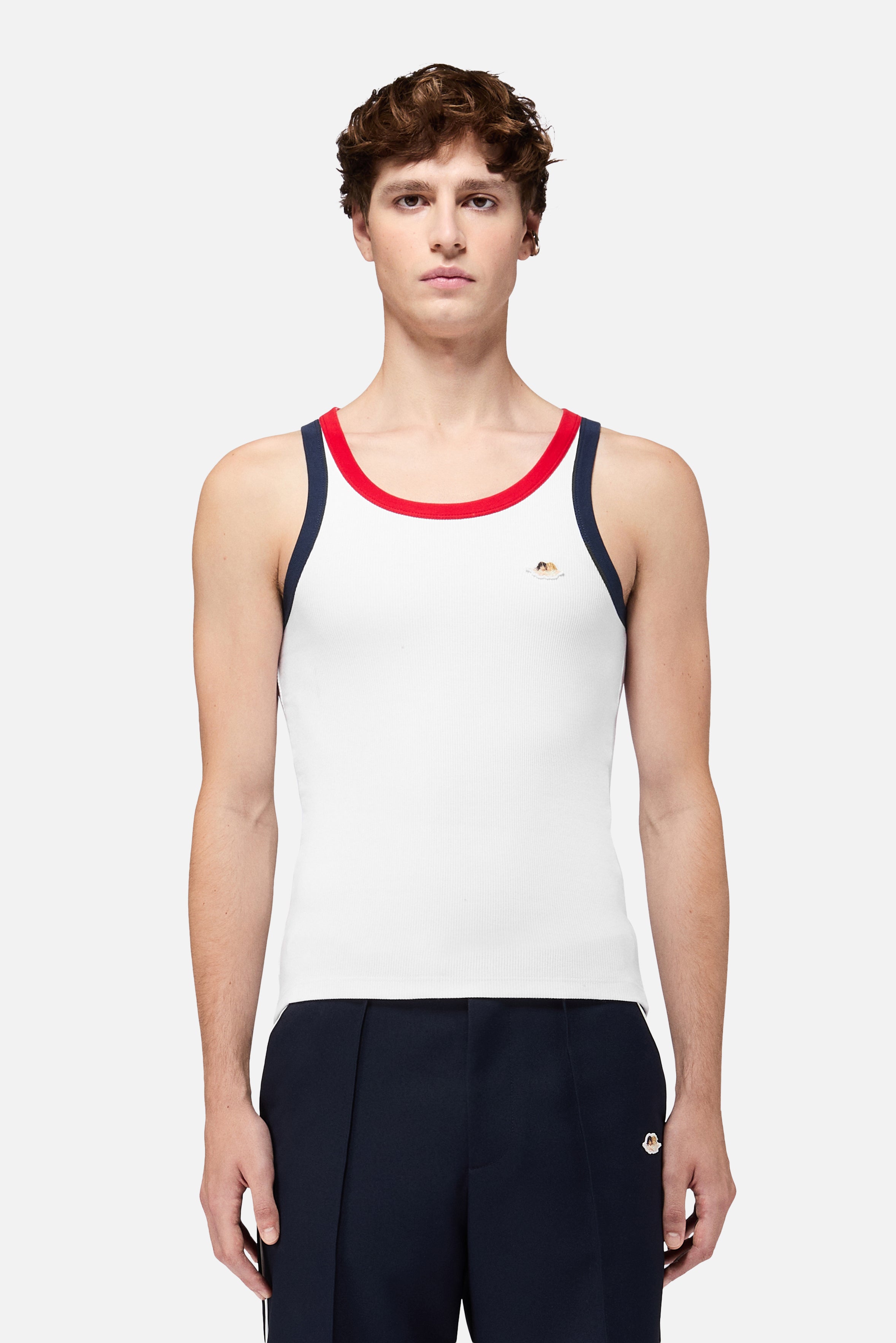 Contrast Trims Angels Patch Tank Top White