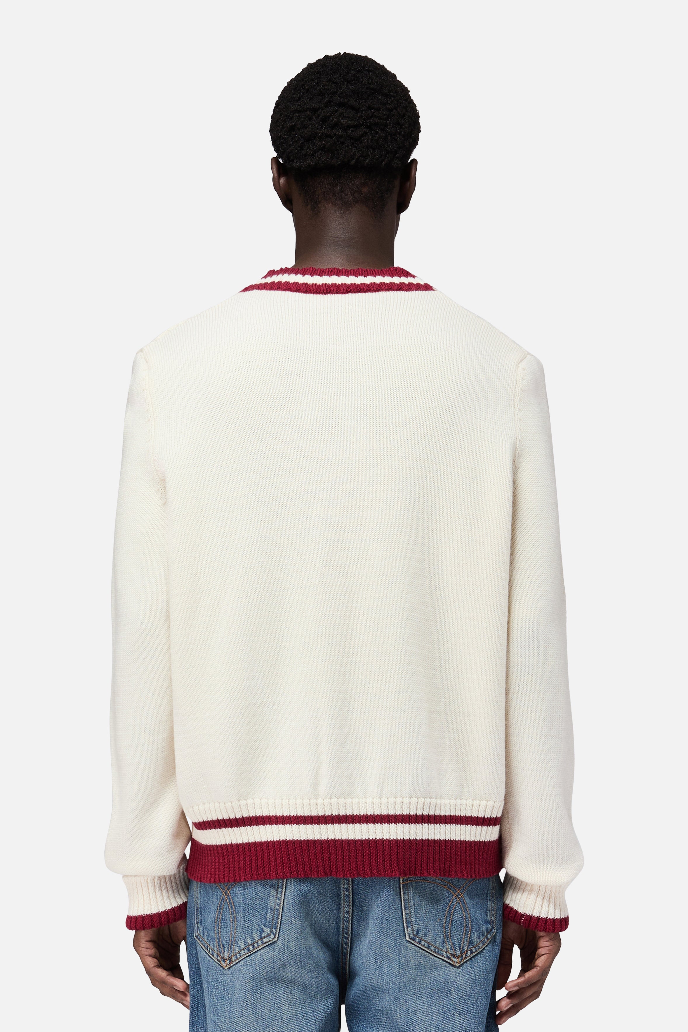 Double Heart Wool Cardigan Cream