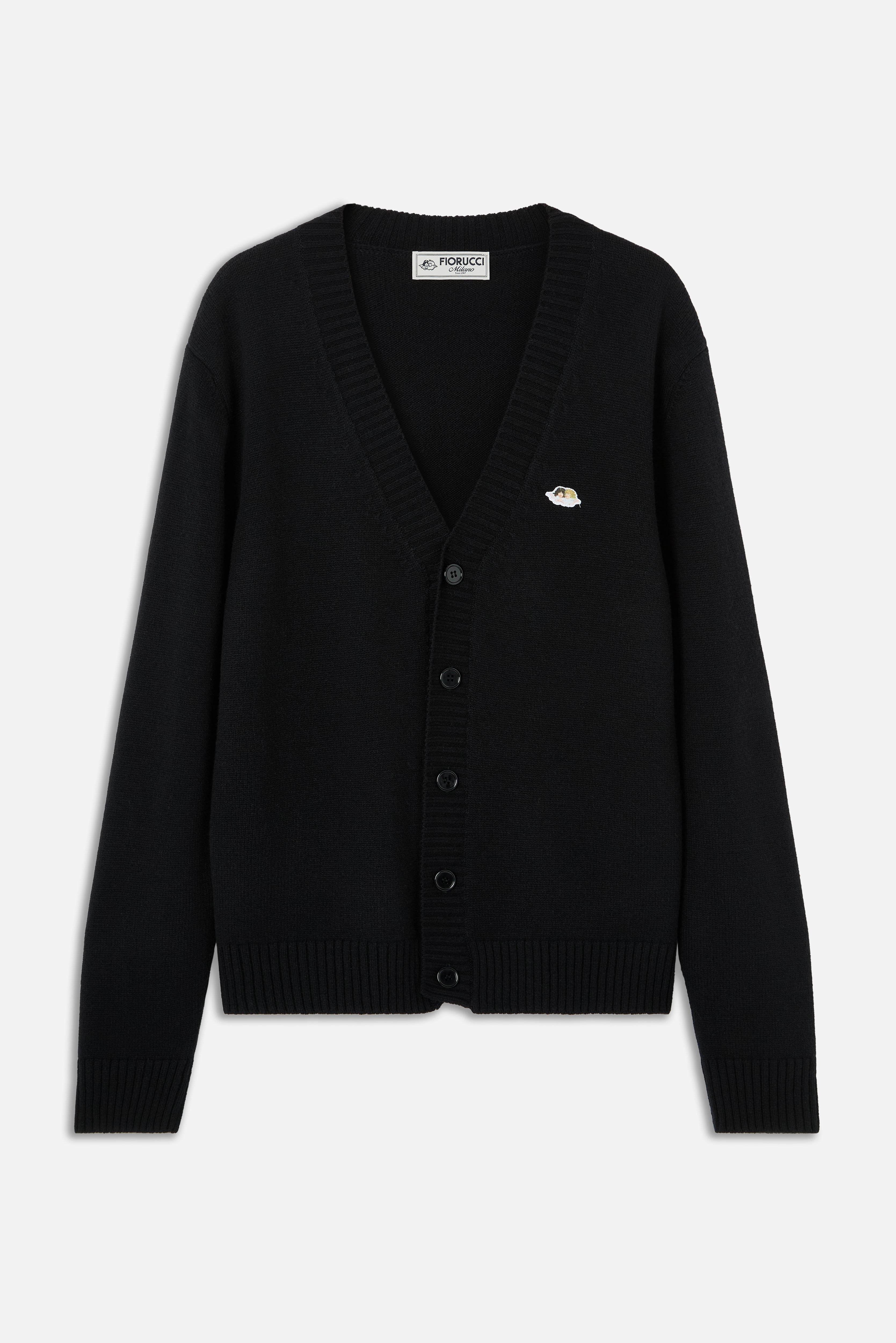 Angels Patch Knit Cardigan Black