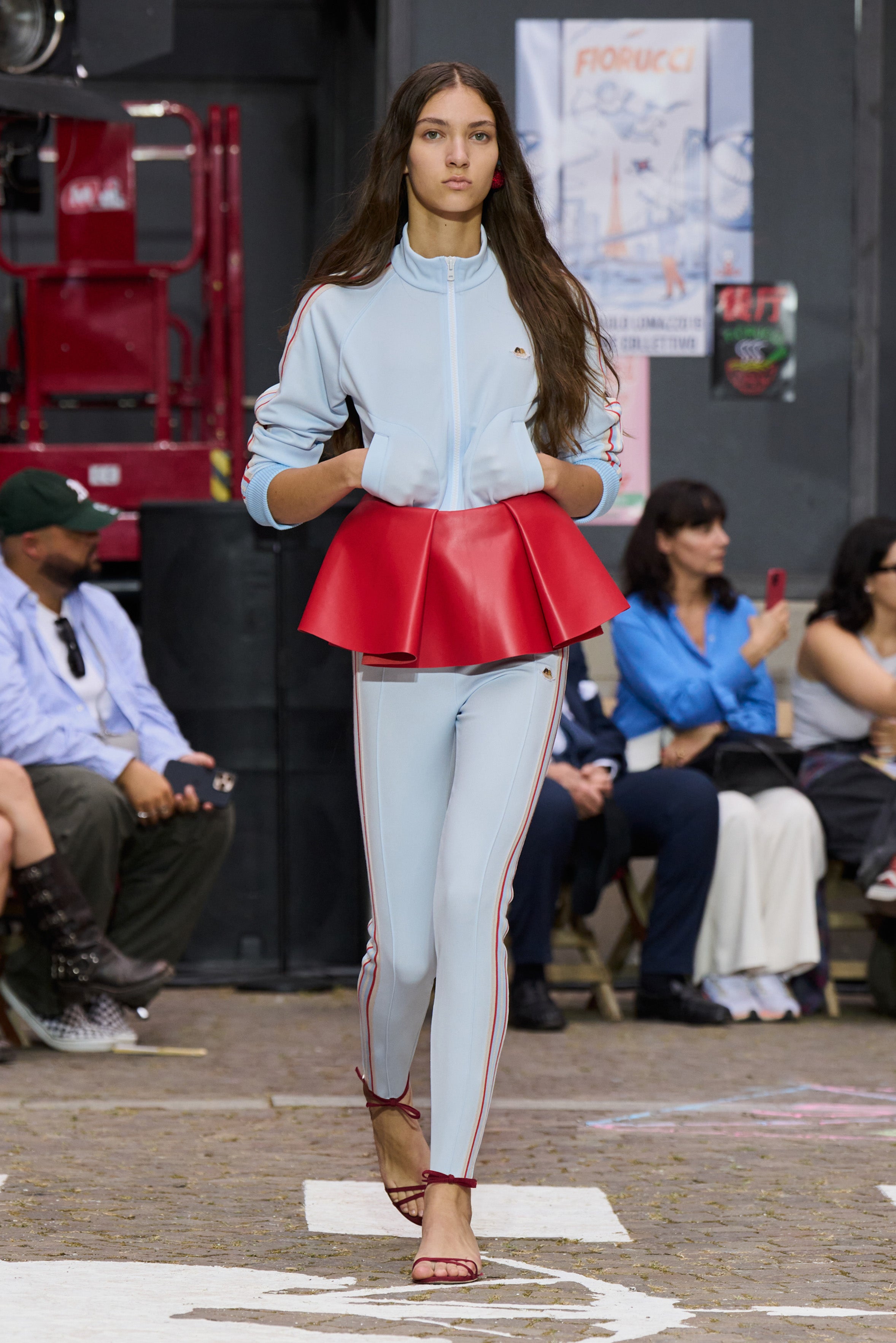 Stripe Angels Patch Leggings Light Blue