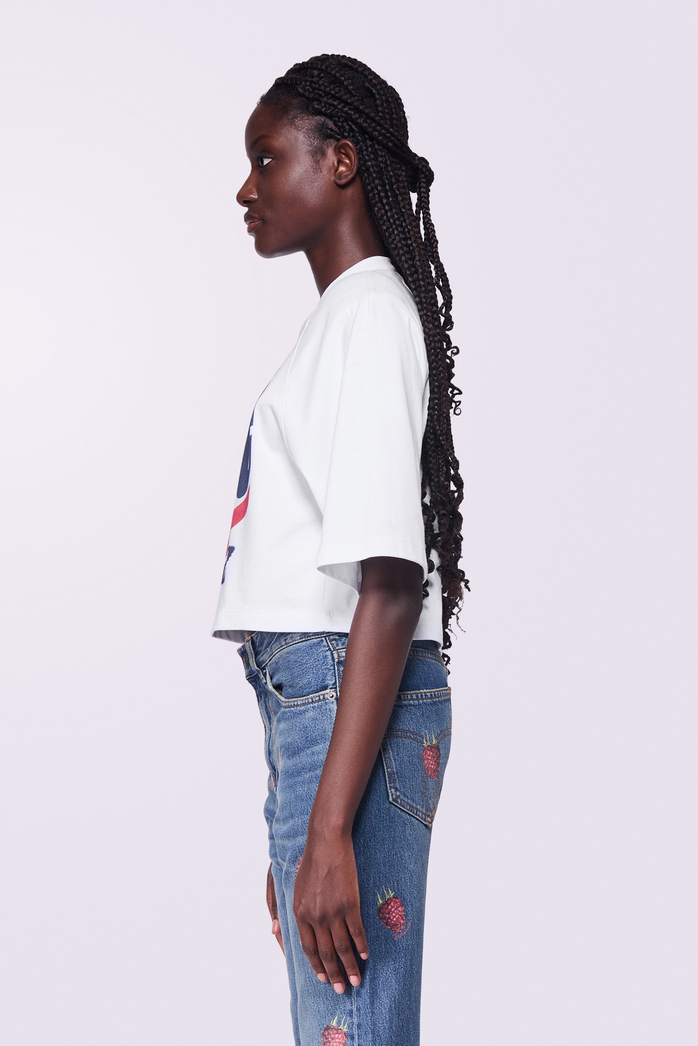 Unisex Raspberry Flare Jeans Mid Blue