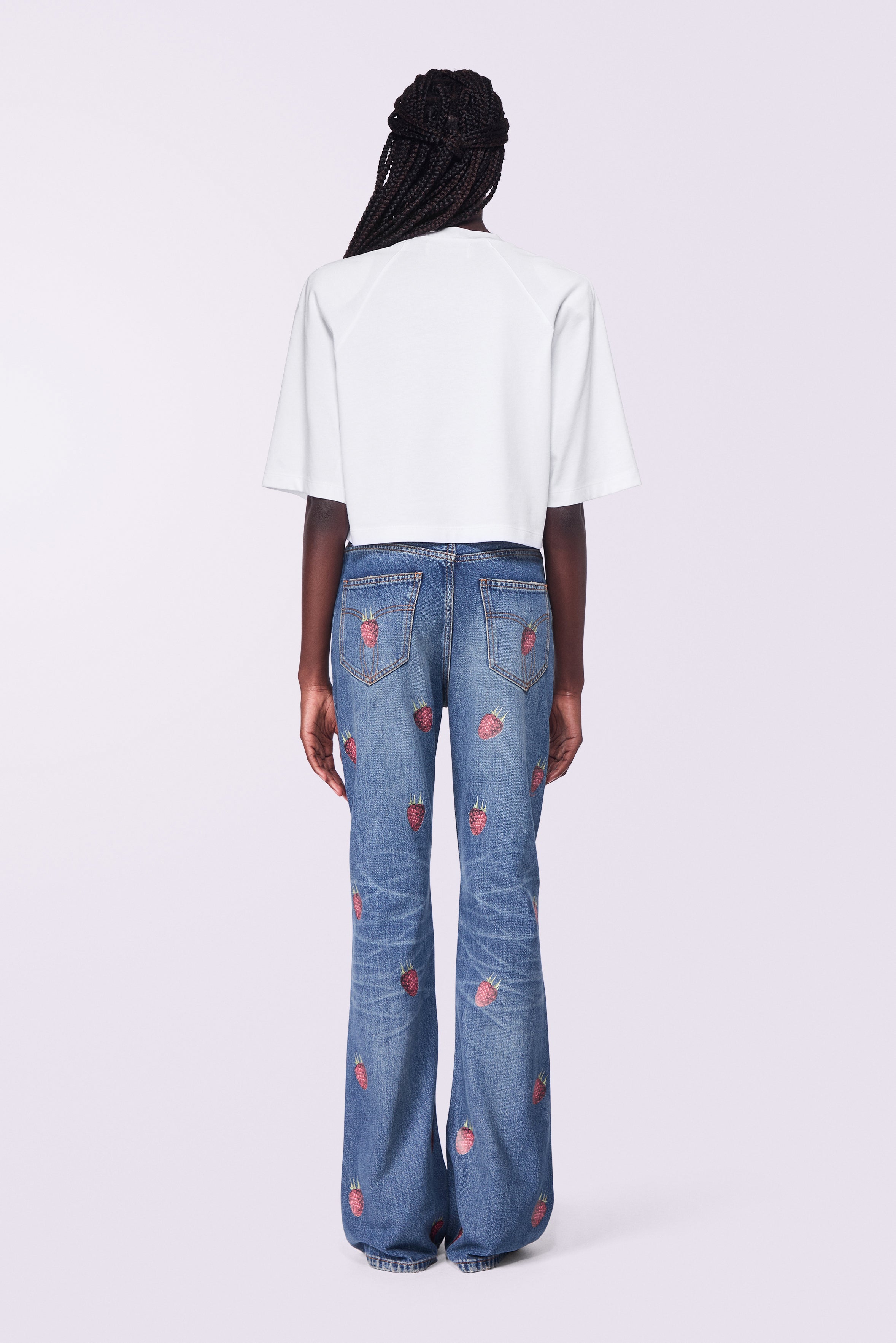 Unisex Raspberry Flare Jeans Mid Blue