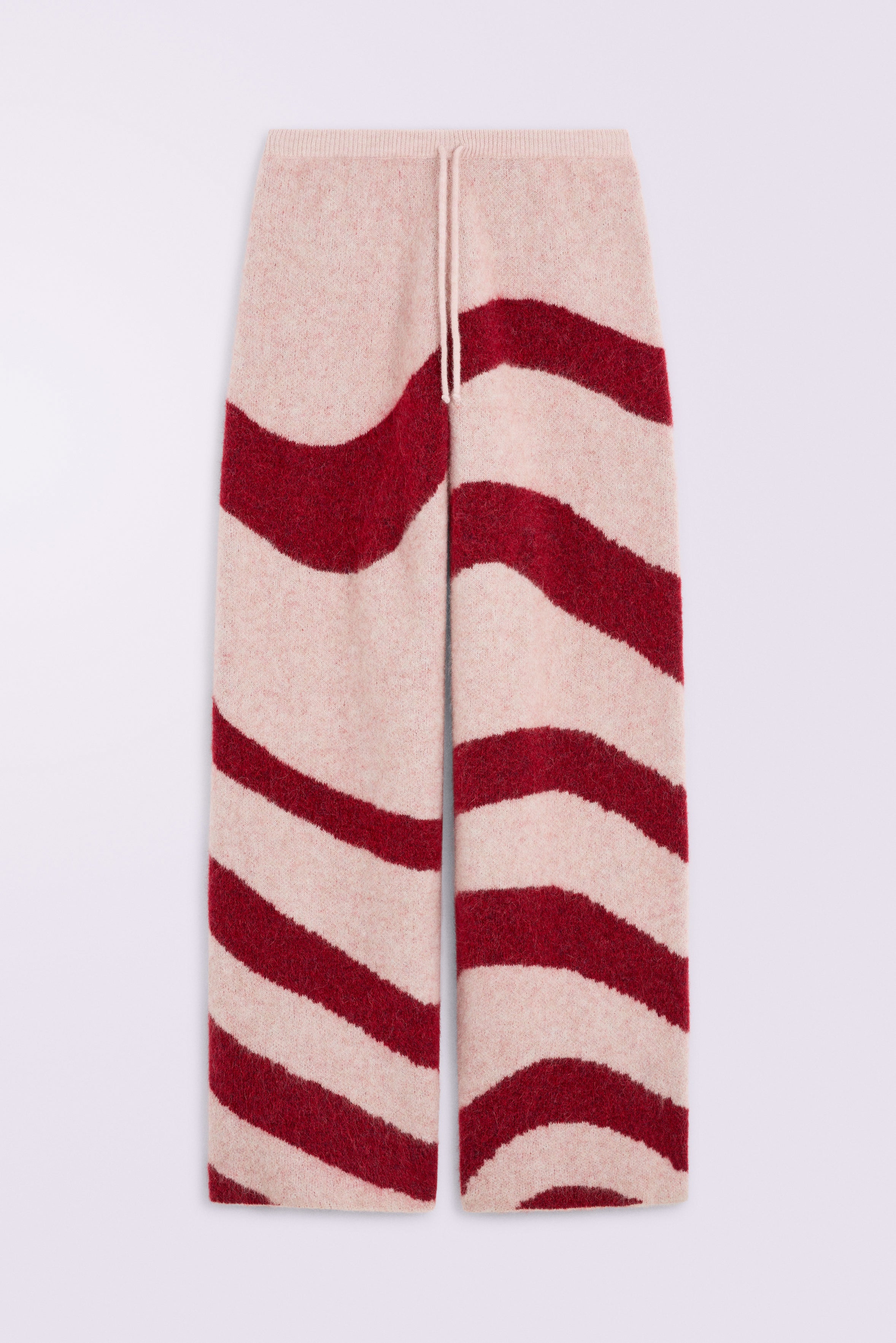 Unisex Candy Stripe Knit Trousers Red