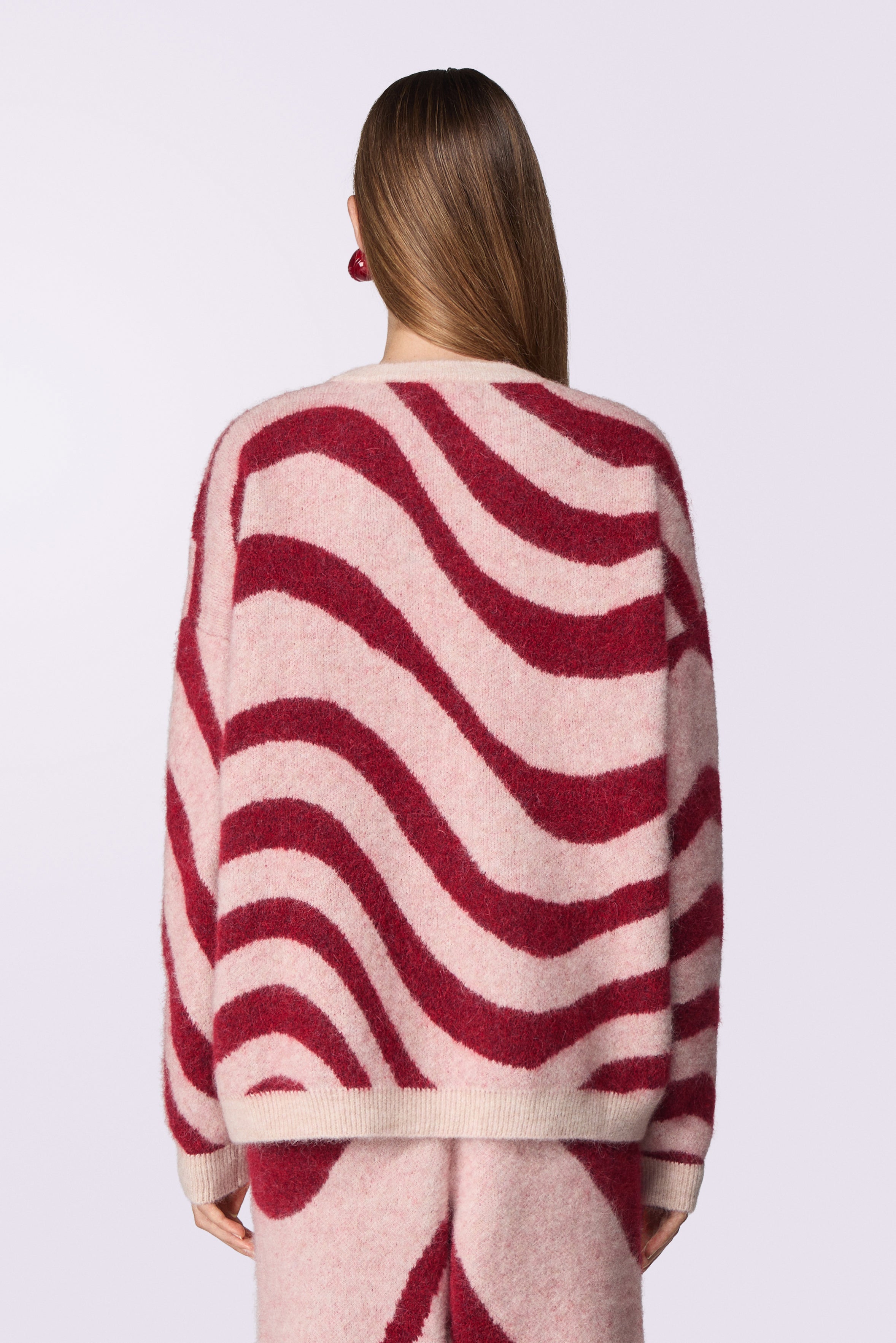 Unisex Candy Stripe Knit Trousers Red