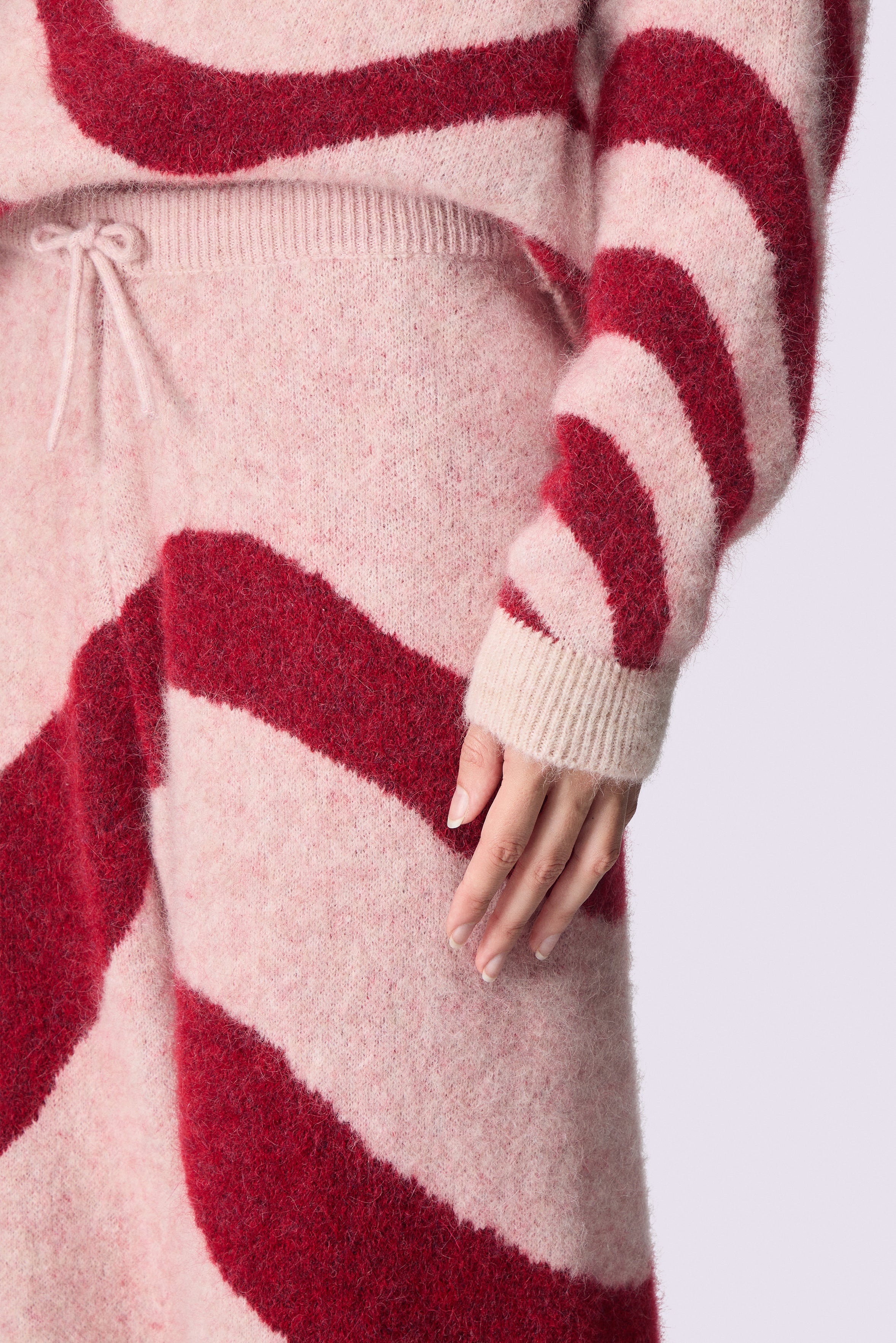 Unisex Candy Stripe Knit Trousers Red