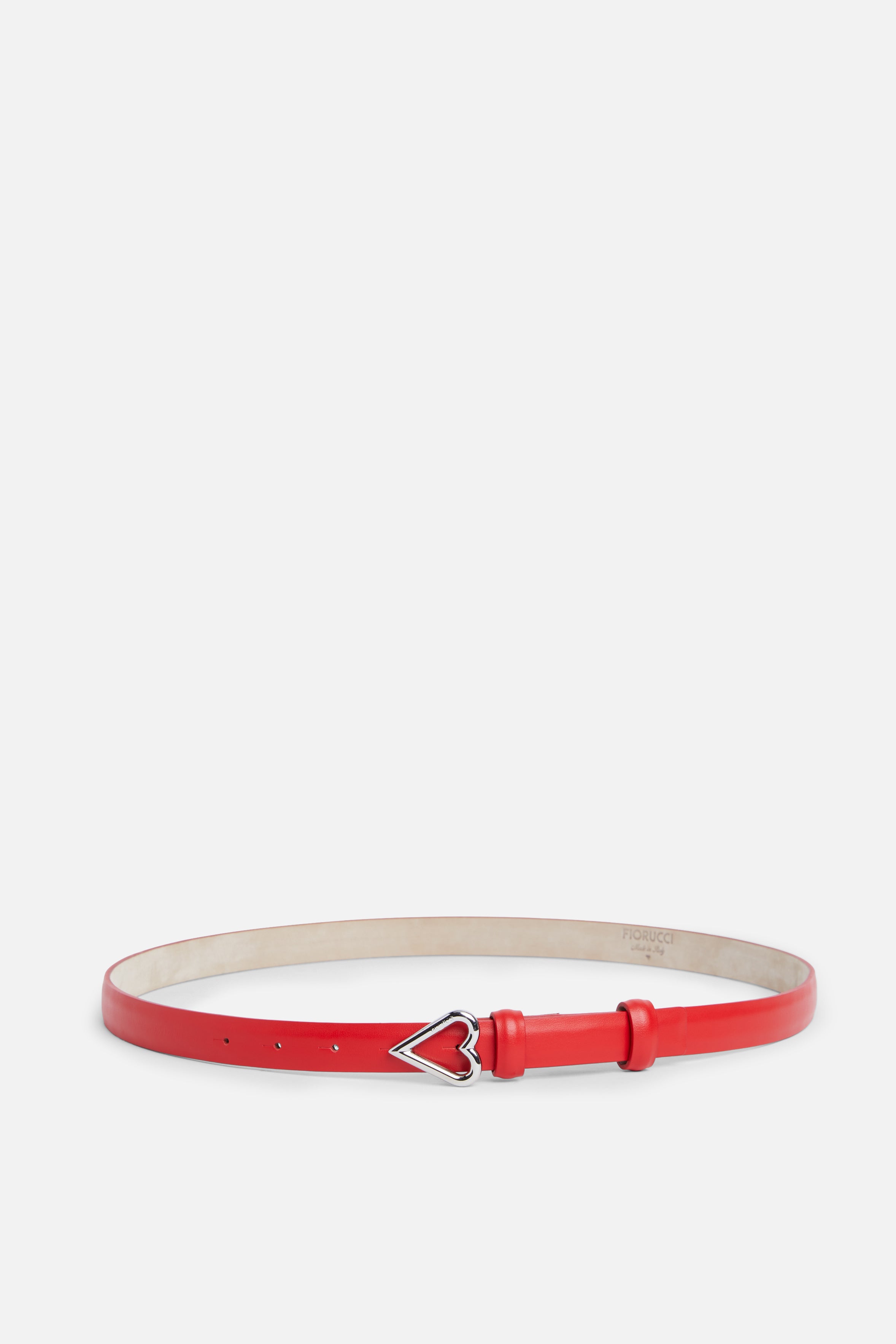 Thin Heart Leather Belt Red