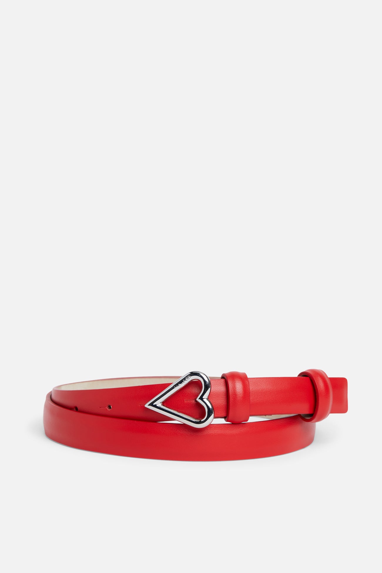 Thin Heart Leather Belt Red