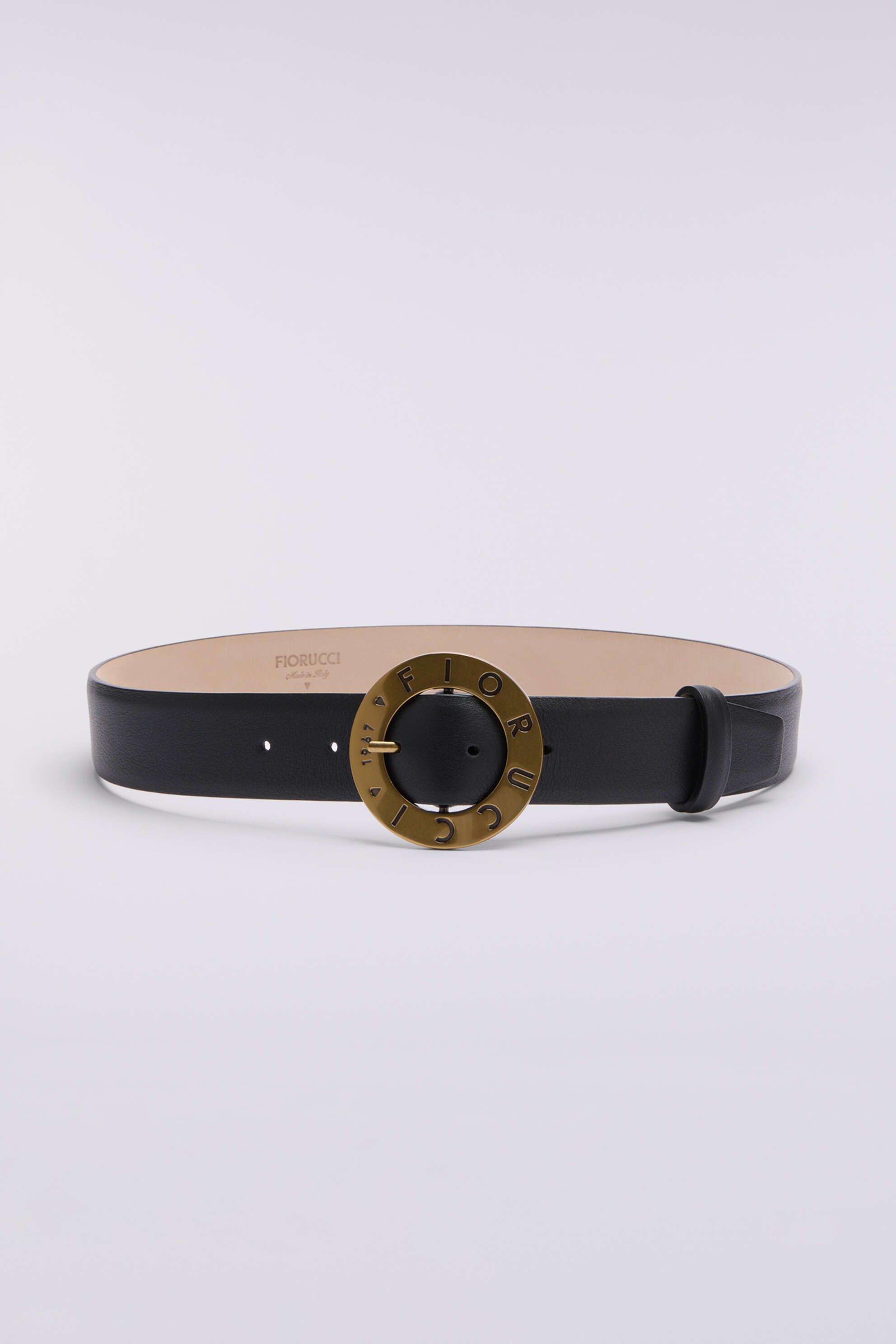 Round Leather Belt Black