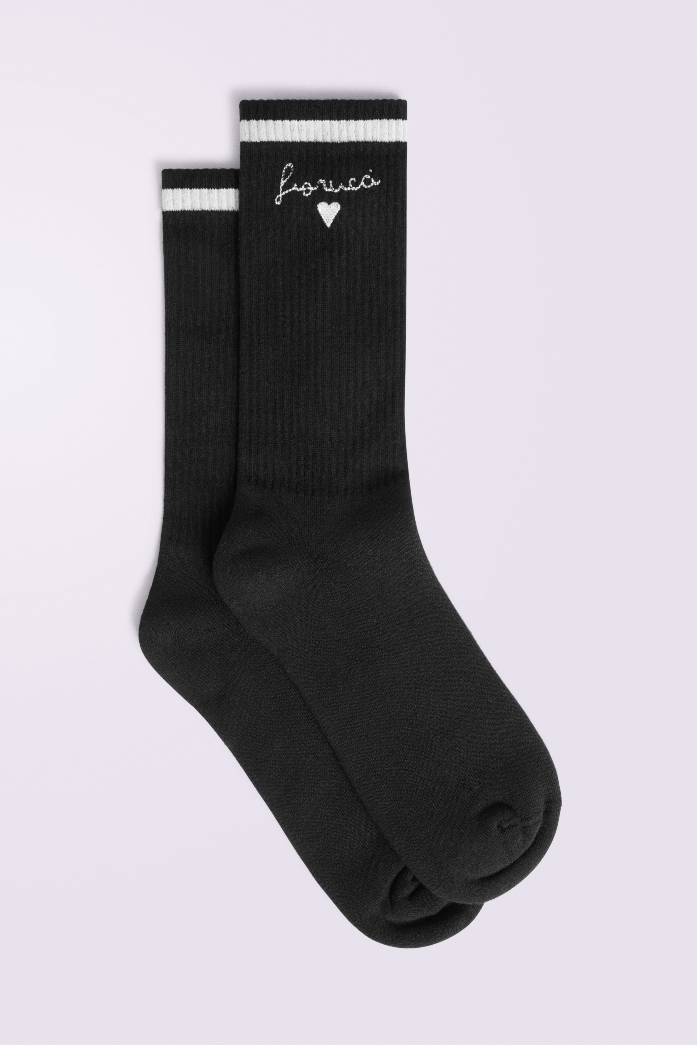 Embroidered Heart Socks Black