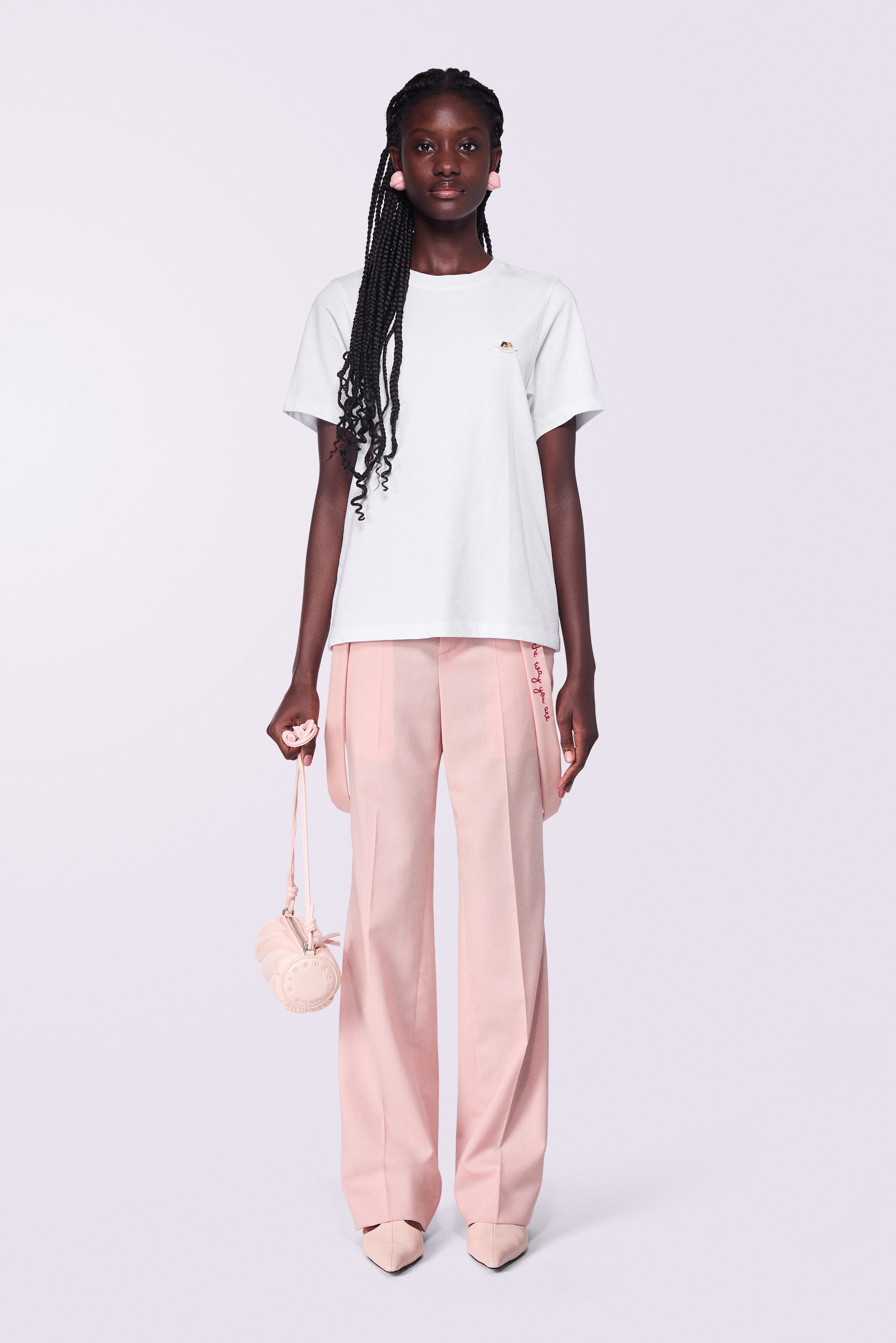 Embroidered Suspender Trousers Pink
