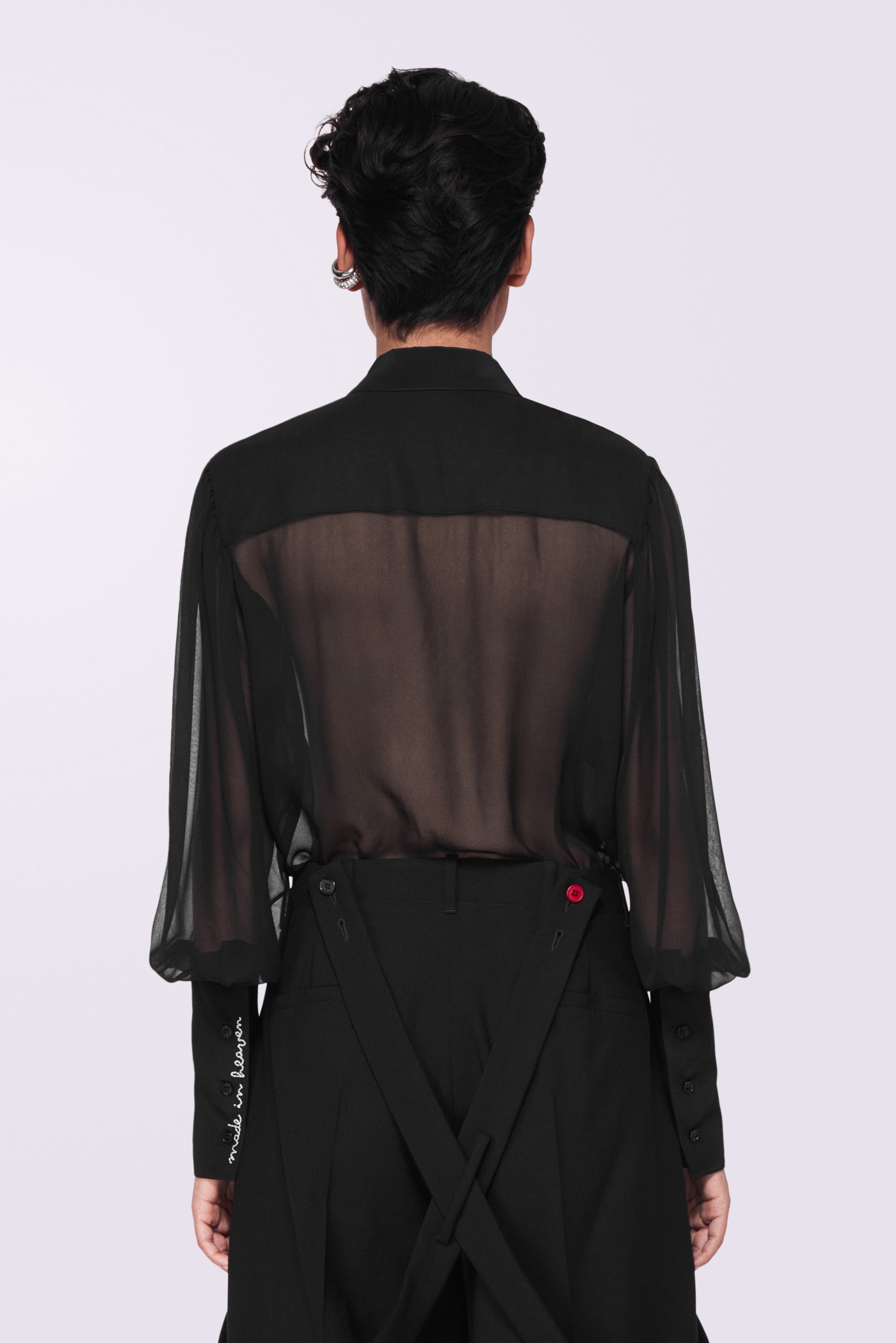 Tulle Heart Bodysuit Black