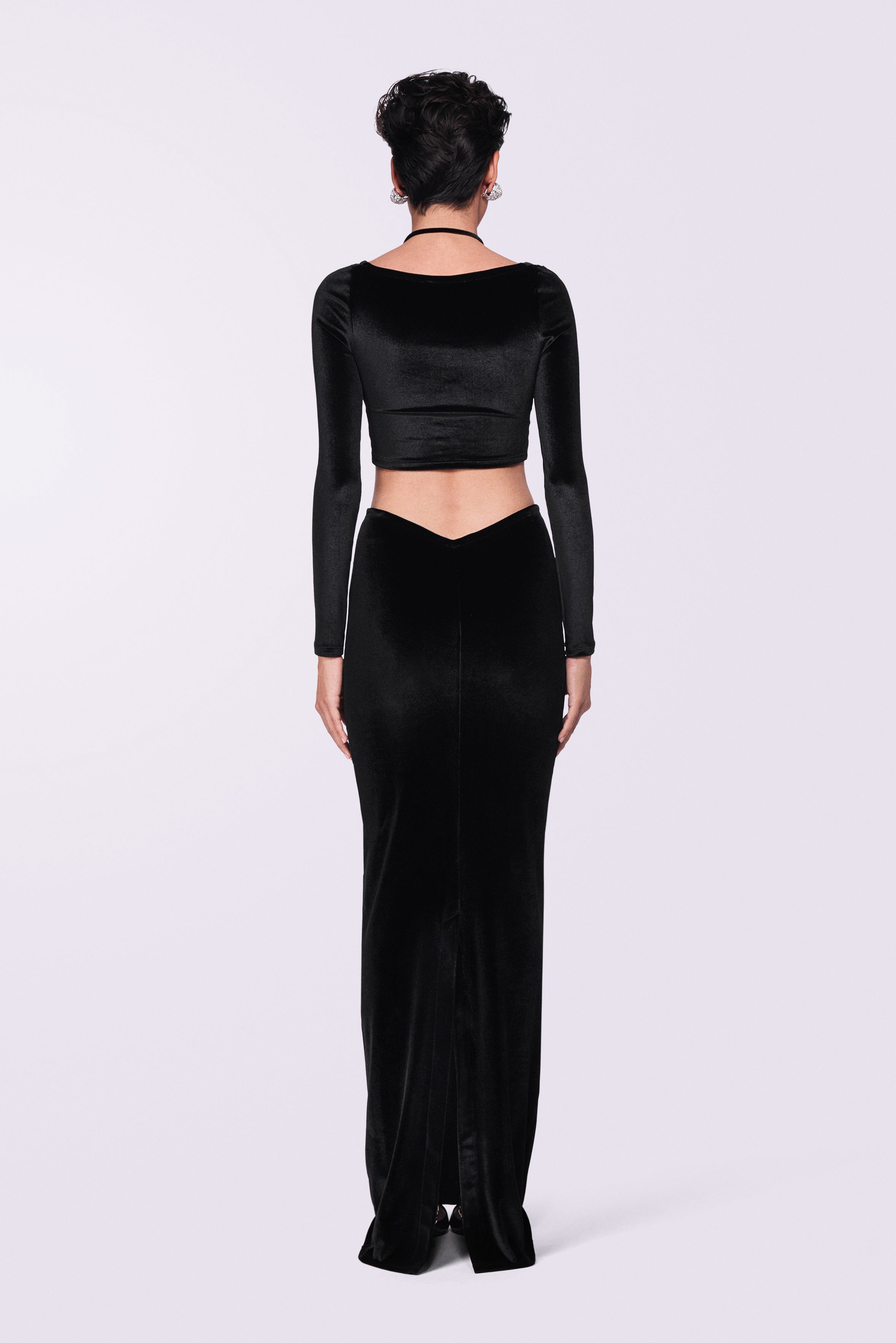 Velour Halter Top Black