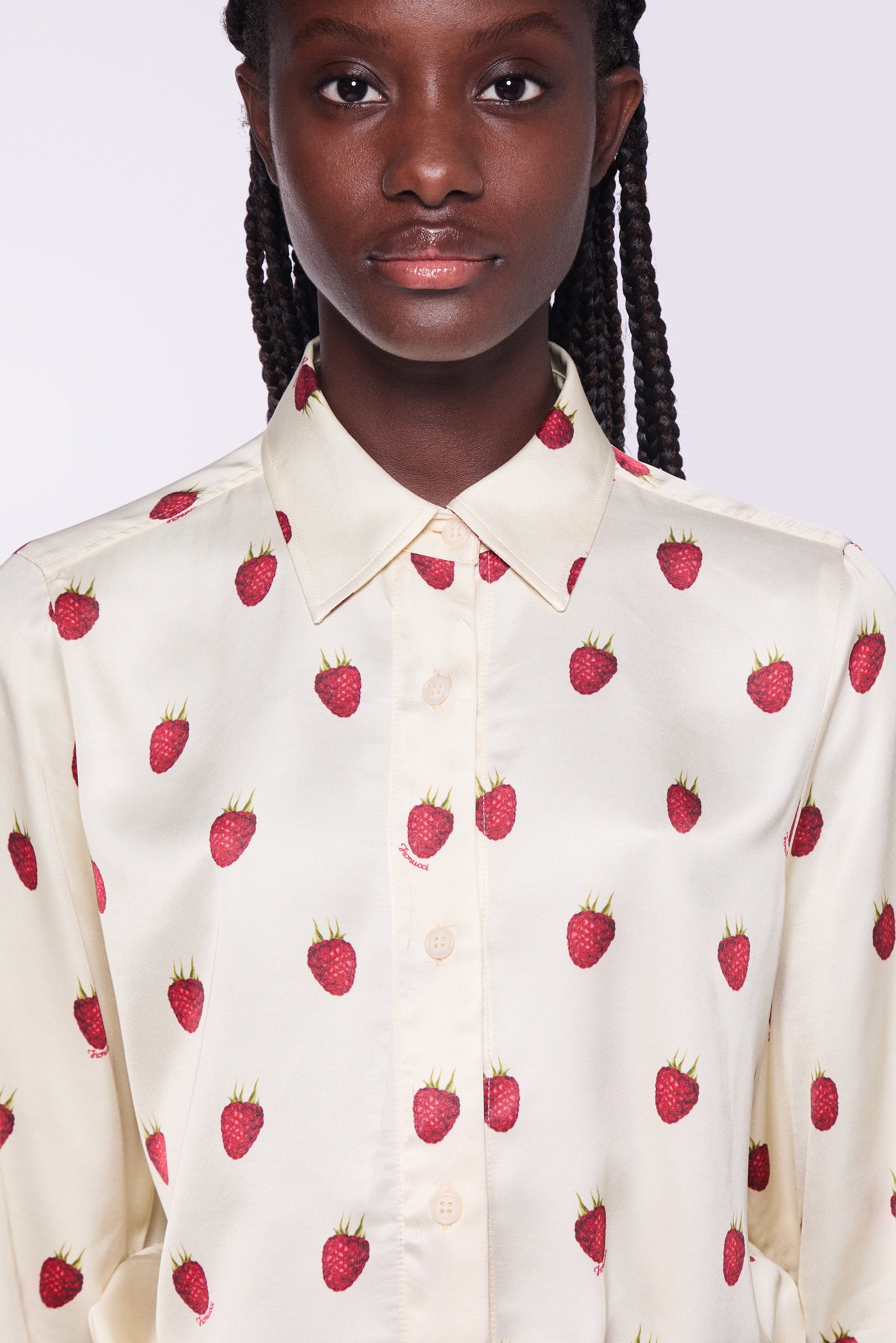 Raspberry Print Shirt Cream