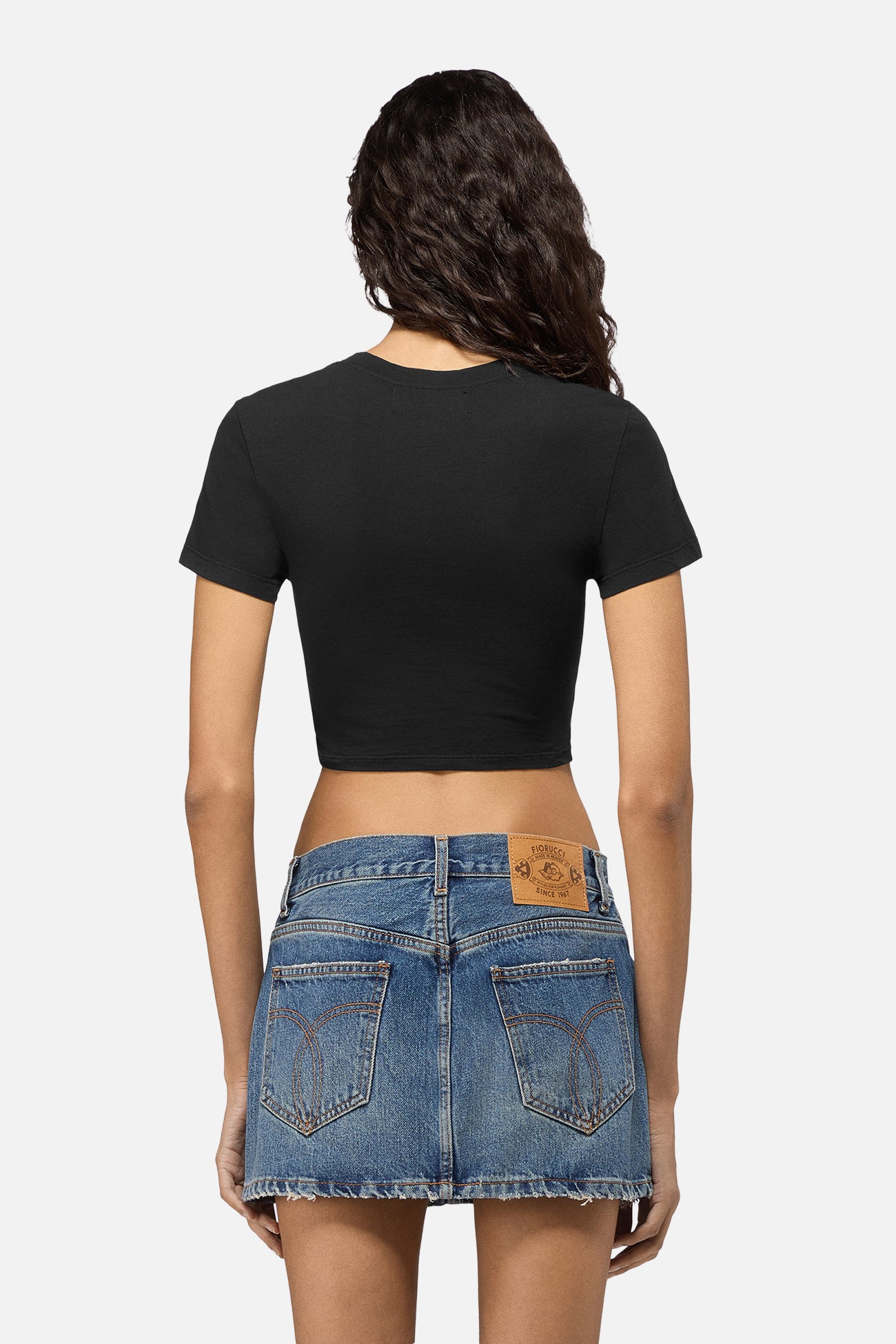 Cherry Mouth Graphic Cropped T-Shirt Black