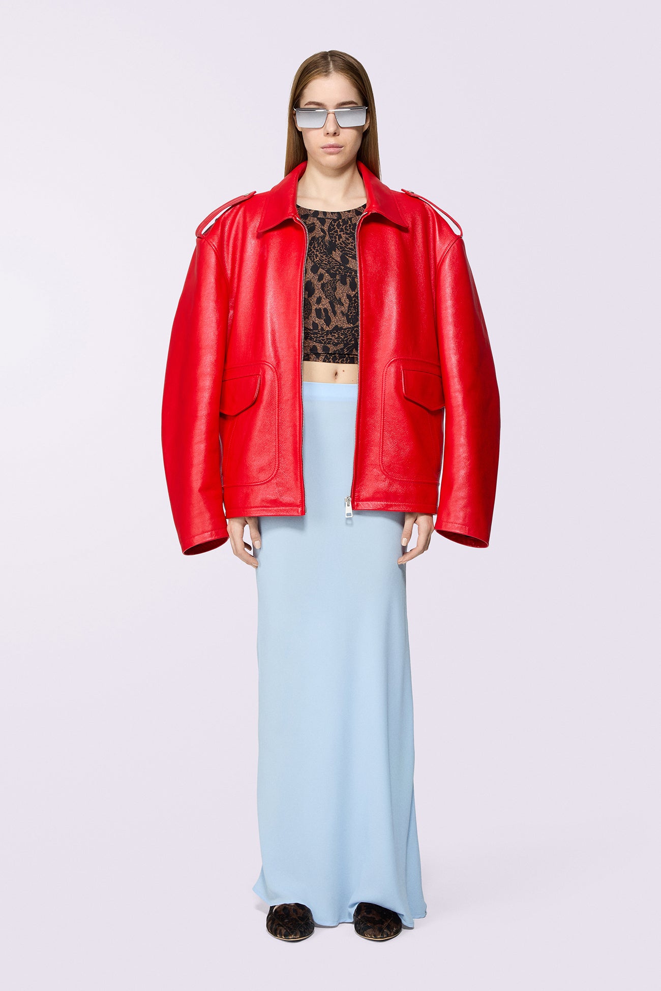 Crepe de Chine Maxi Skirt Blue