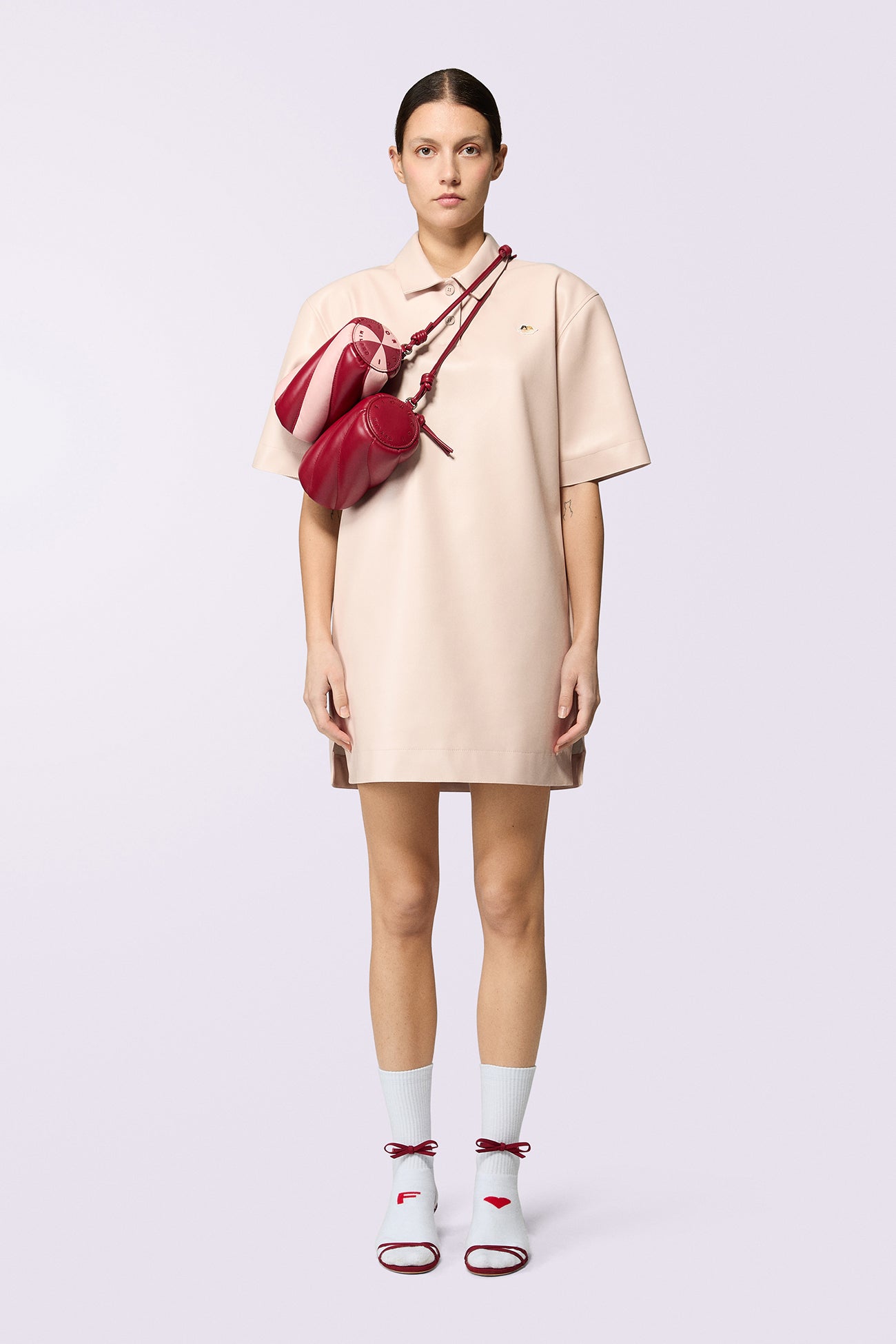 Angels Patch Polo Mini Dress Pink