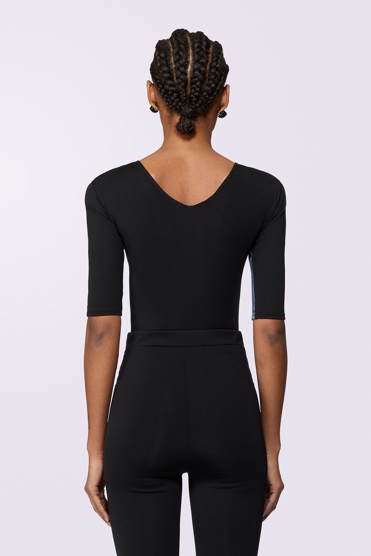 Padded Denim Bodysuit Deep Blue